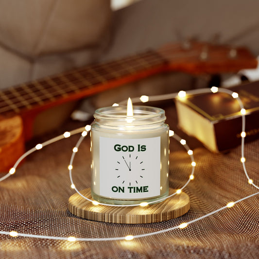 God Is On Time Scented Candle Biblical Christian Gift for Faith-Based Candle Lovers