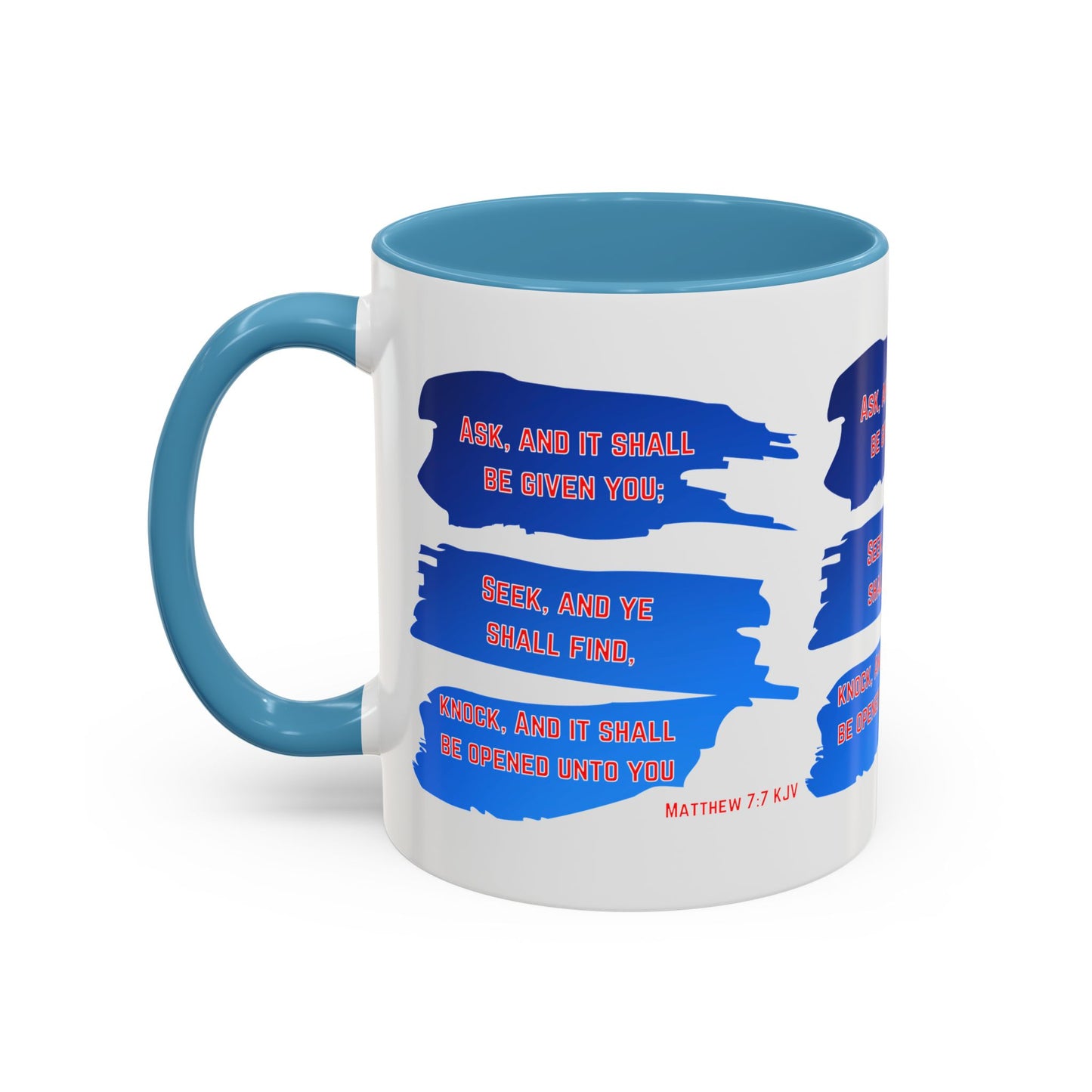 Matthew 7:7 KJV Bible Verse Coffee Mug Ask, Seek, Knock Inspirational Christian