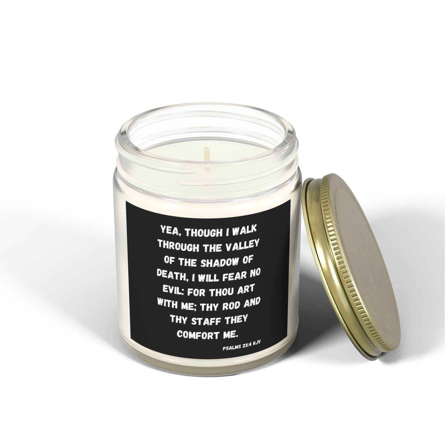 Psalms 23:4 KJV Scented Candle I Will Fear No Evil Inspirational Christian Gift