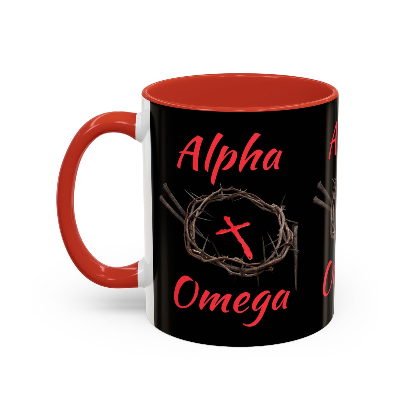 Alpha Omega Coffee Mug Based On Revelation 22:13 KJV Bible Verse