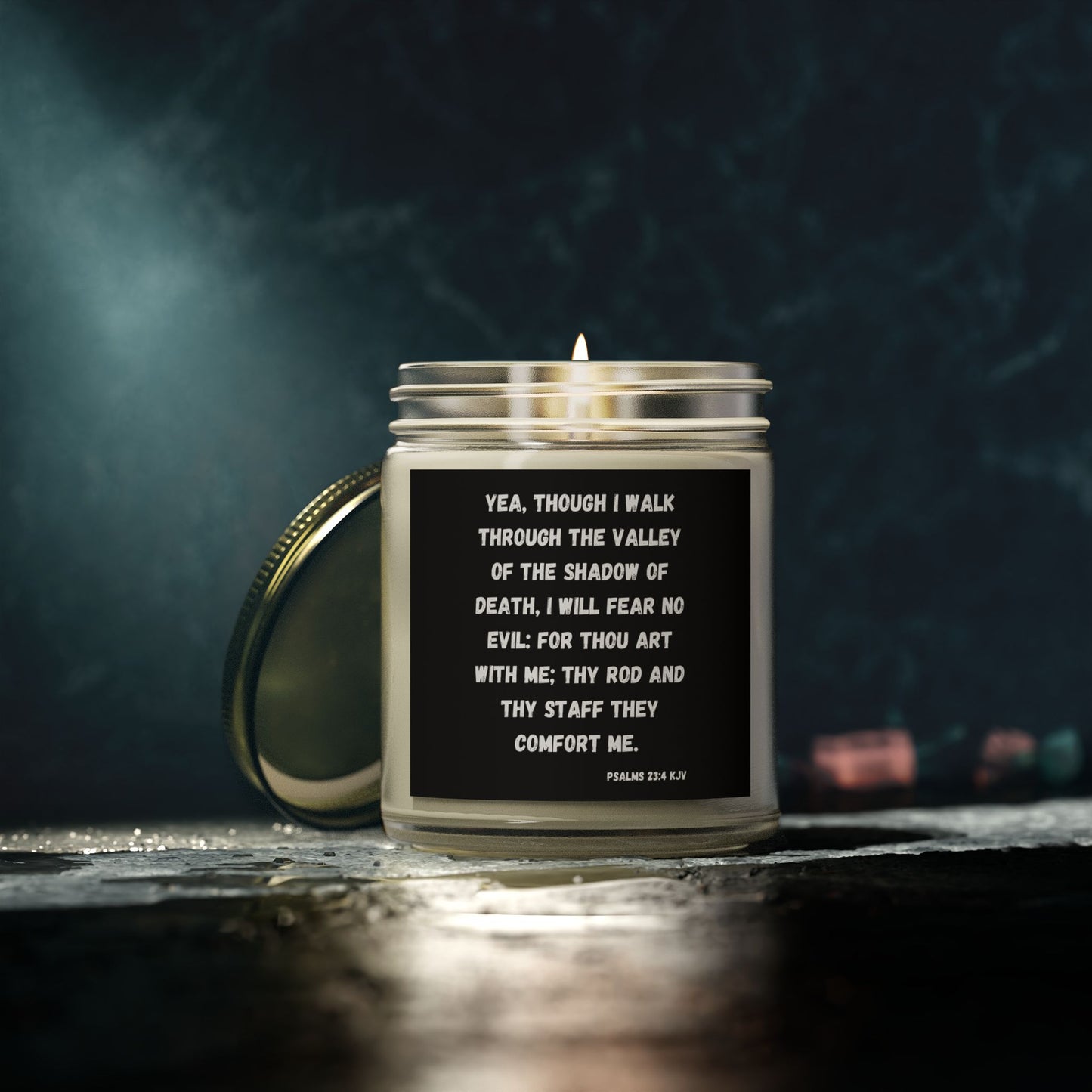 Psalms 23:4 KJV Scented Candle I Will Fear No Evil Inspirational Christian Gift