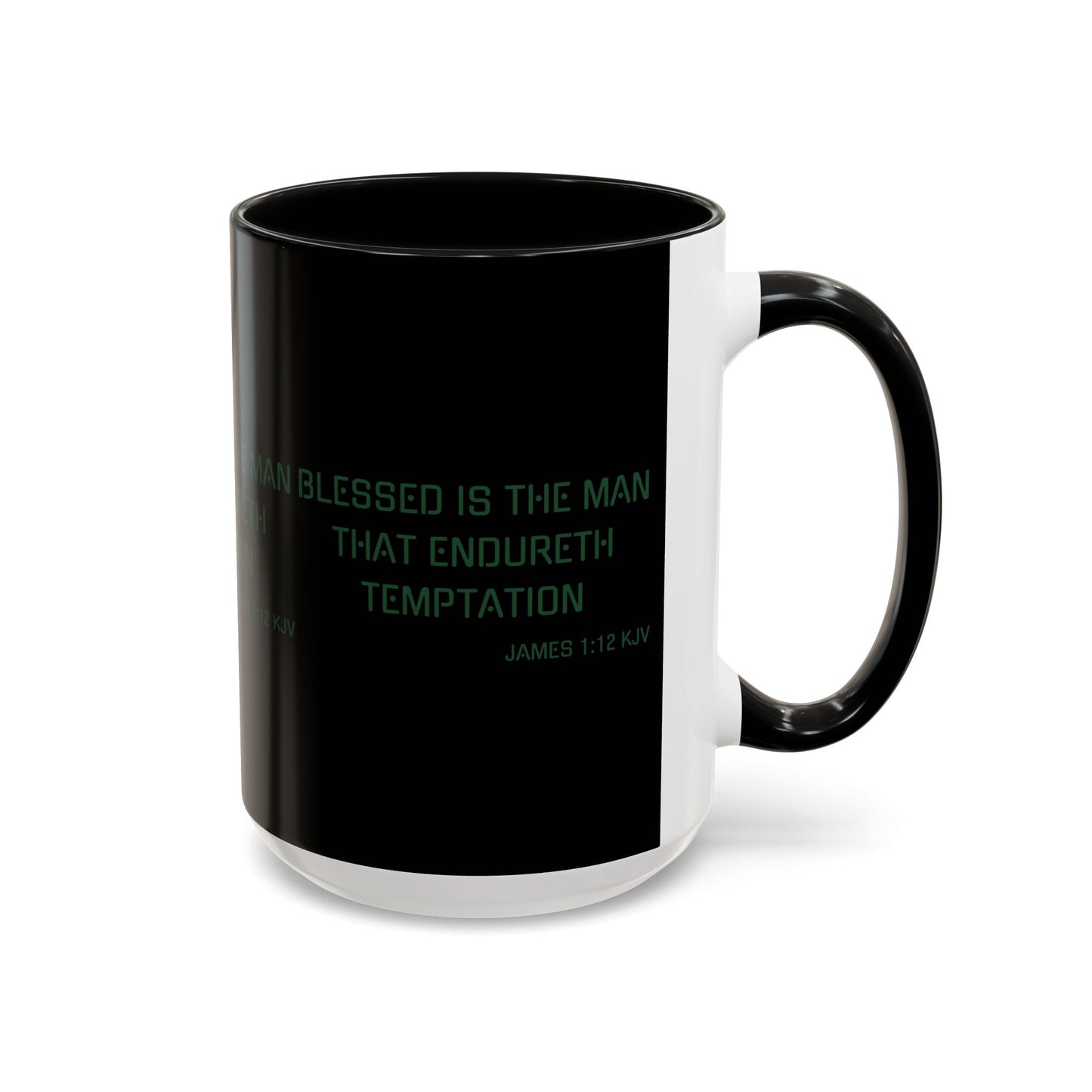 James 1:12 KJV Coffee Mug Blessed is the Man Biblical Christian Gift for Faith-Based Coffee Lovers