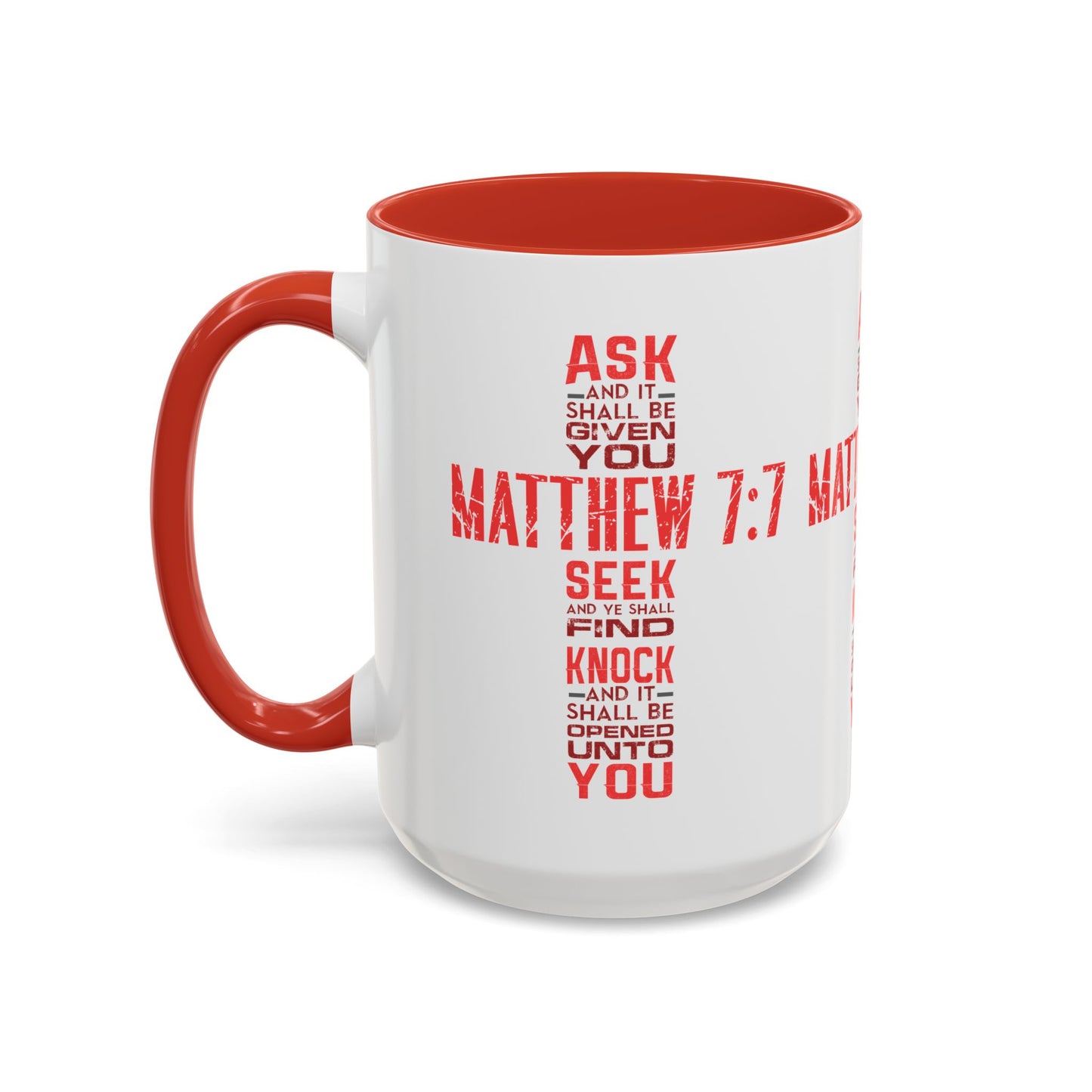 Seek and Find: Matthew 7:7 KJV Bible Verse Coffee Mug Inspirational Christian Gift