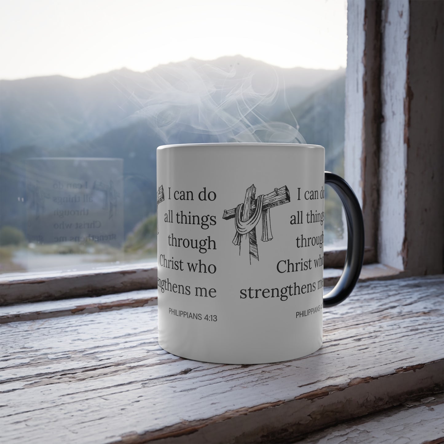 Philippians 4:13 KJV Color Morphing Coffee Mug Biblical Strength and Empowerment