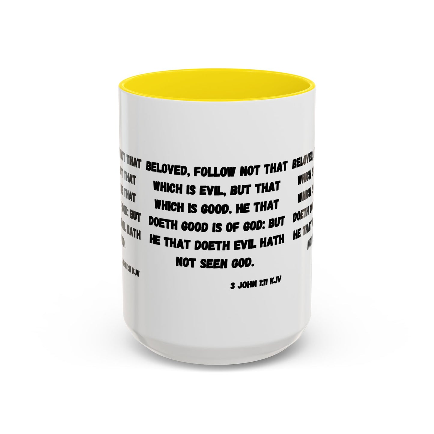 3 John 1:11 KJV Coffee Mug Beloved Follow Not That Which is Evil Inspirational Christian Gift for Faith Based Coffee Lovers