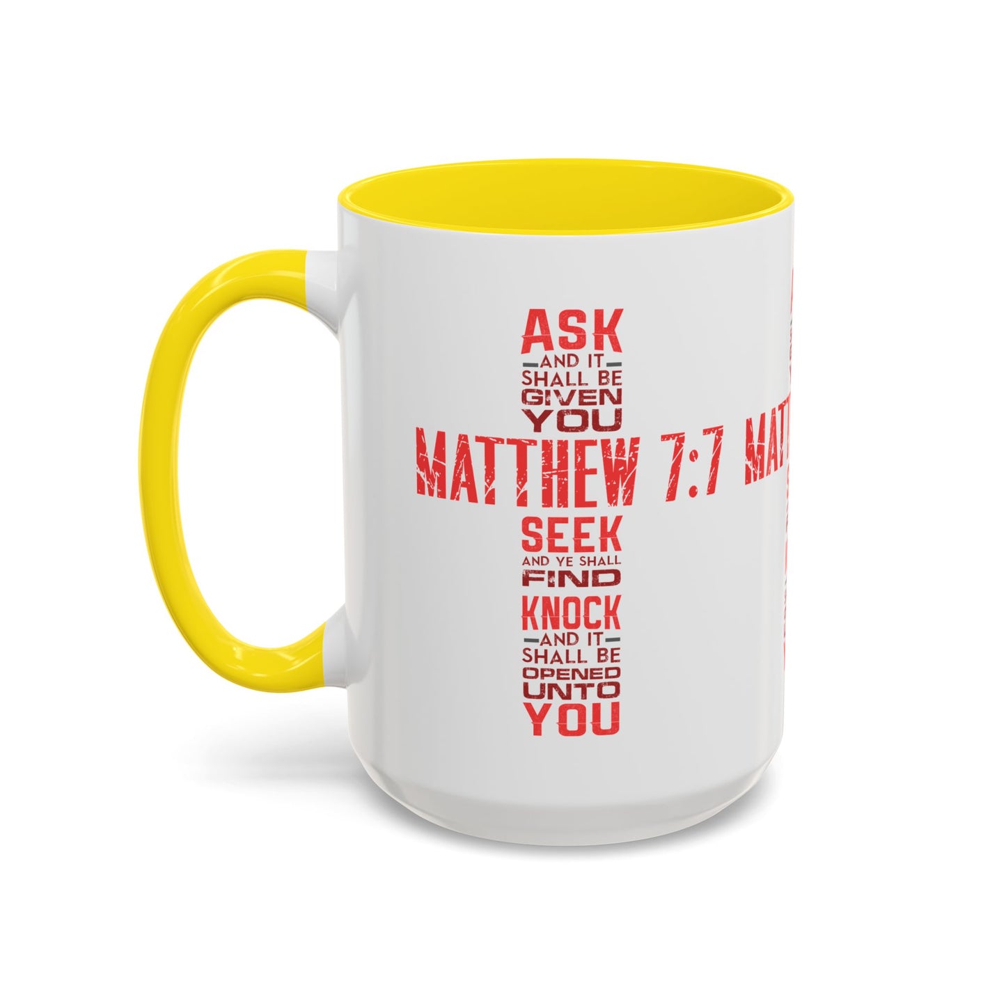 Seek and Find: Matthew 7:7 KJV Bible Verse Coffee Mug Inspirational Christian Gift