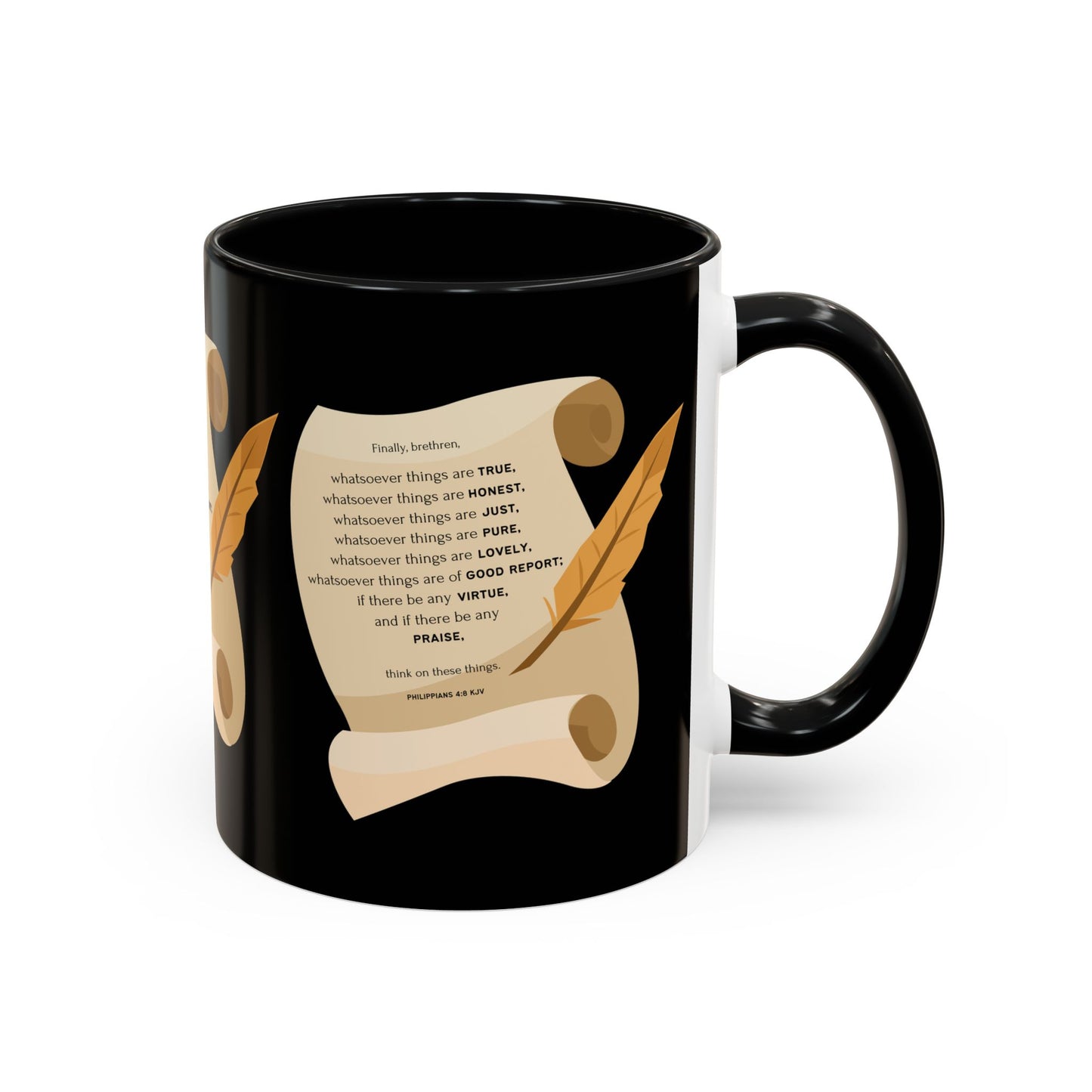 Philippians 4:8 KJV Bible Verse Coffee Mug Faith Based Christian Gift