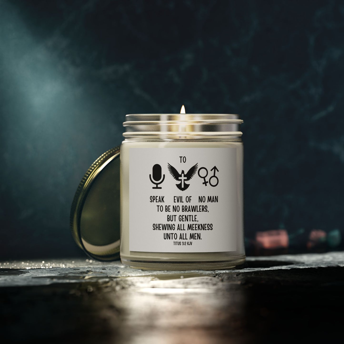 Titus 3:2 KJV Scented Candle Spread Kindness and Gentleness Faith-Based Gift for Believers