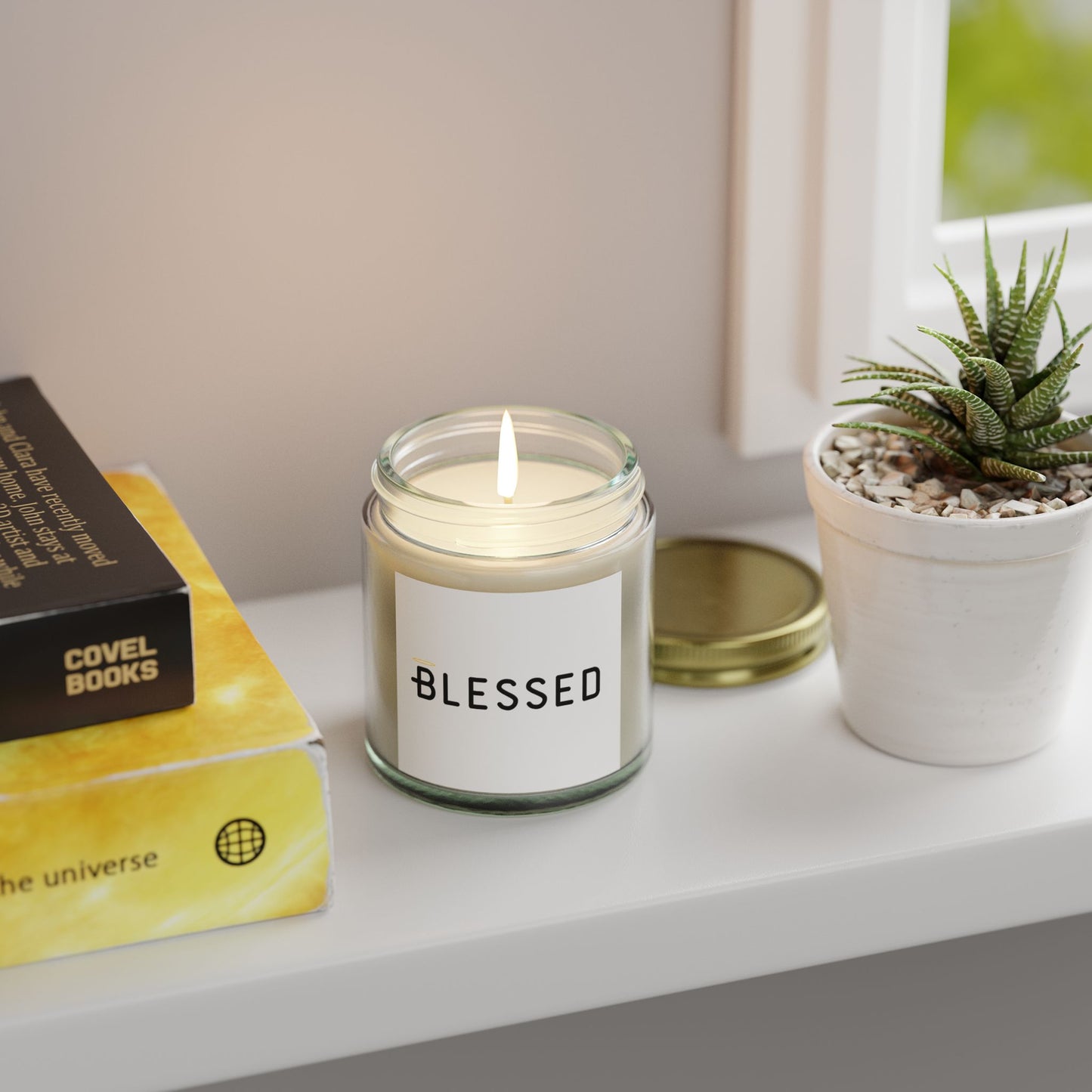 Blessed Scented Candle with Yellow Halo Inspirational Christian Gift