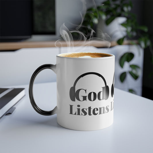 God Listens Color Morphing Coffee Mug Faith Based Christian Gift for Him or Her