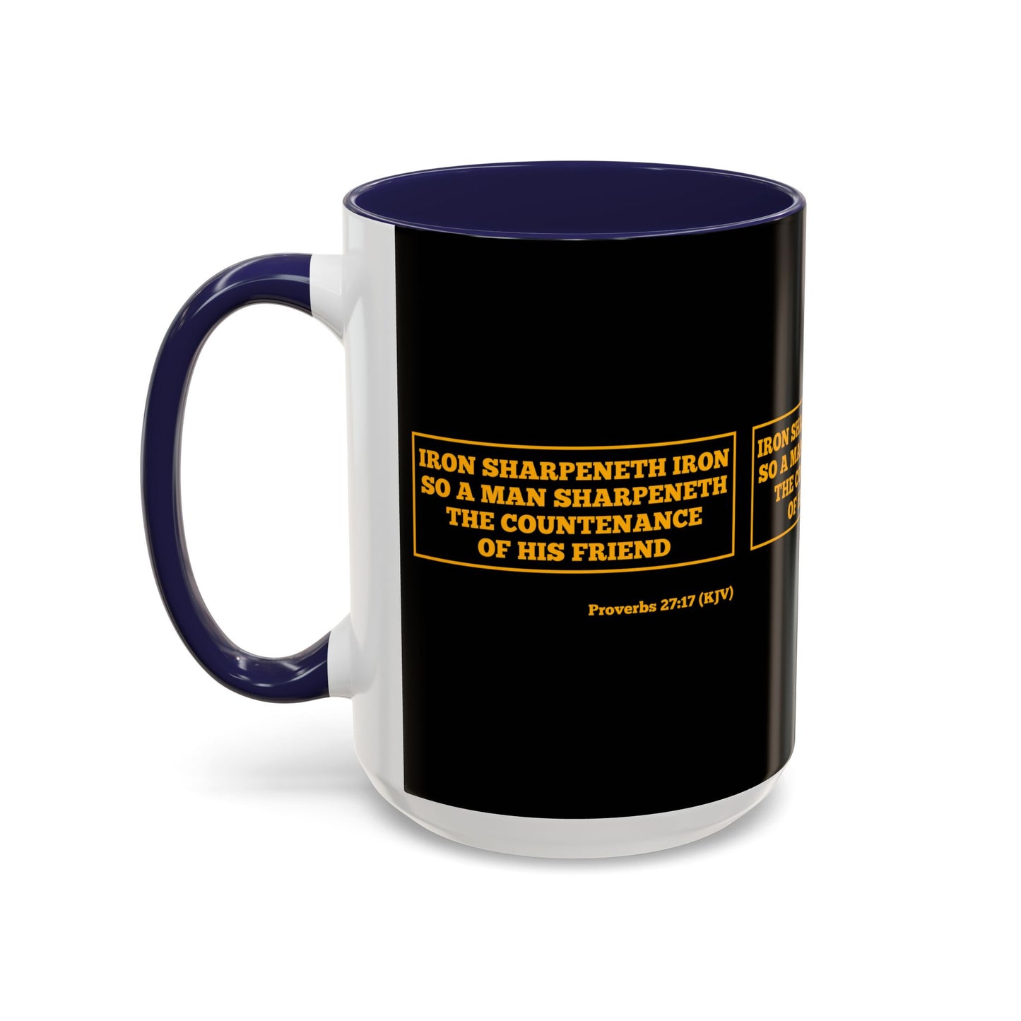 Proverbs 27:17 KJV Coffee Mug Iron Sharpens Iron Inspirational Faith Based Gift For Believers