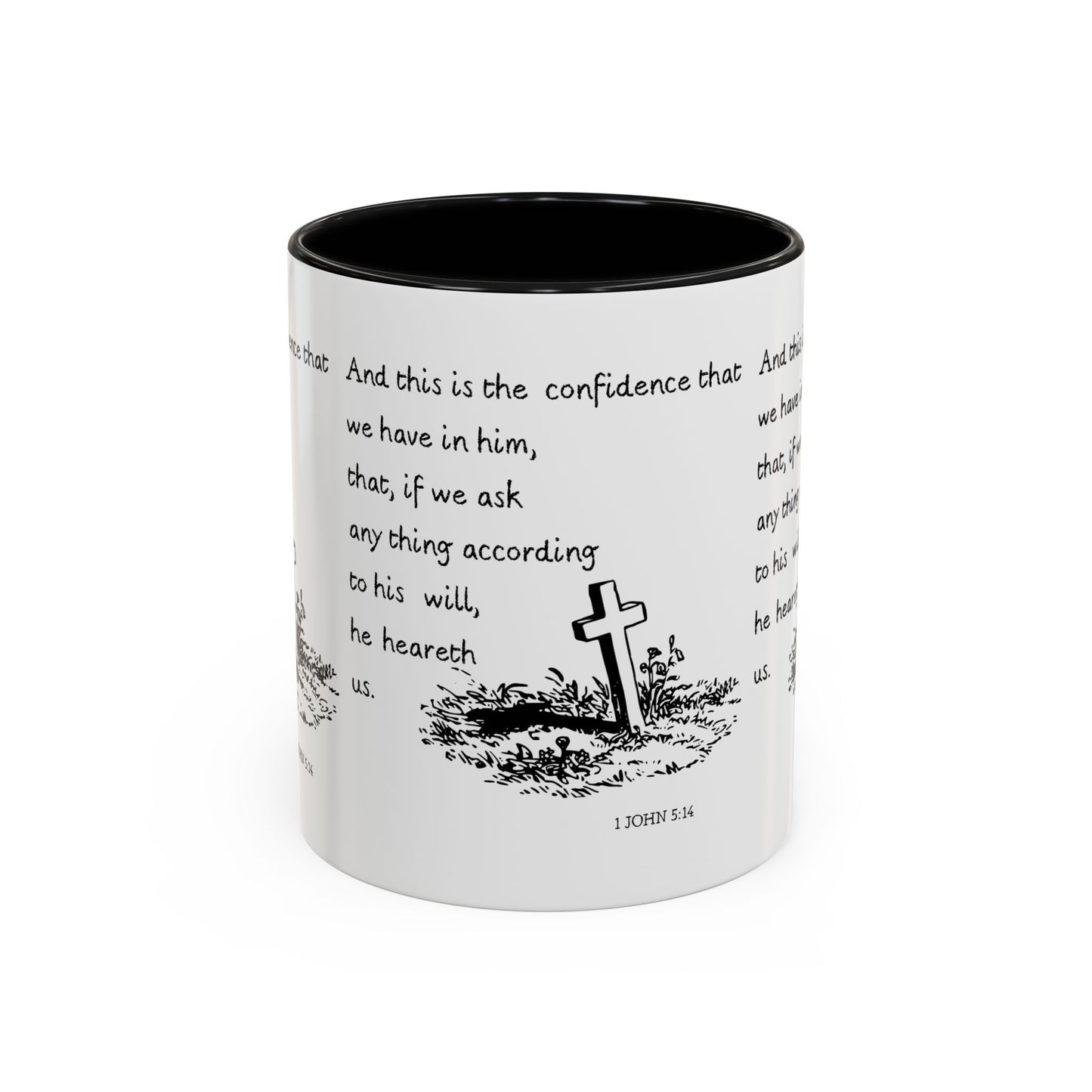 1 John 5:14 KJV Coffee Mug Confidence in Him Biblical Gift for Faith Based Coffee Lovers