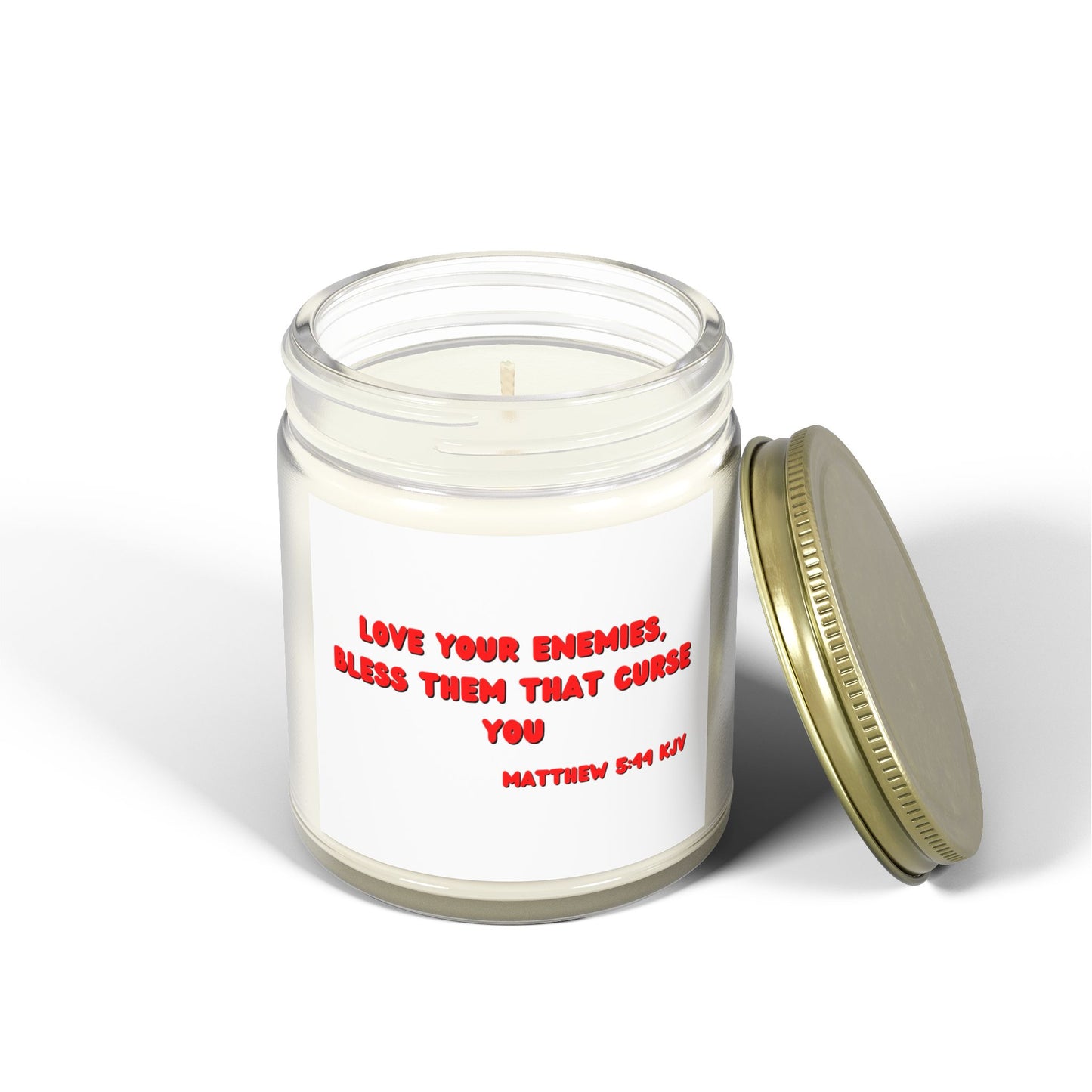 Matthew 5:44 KJV Scented Candle Love Your Enemies Biblical Christian Gift for Faith-Based Living