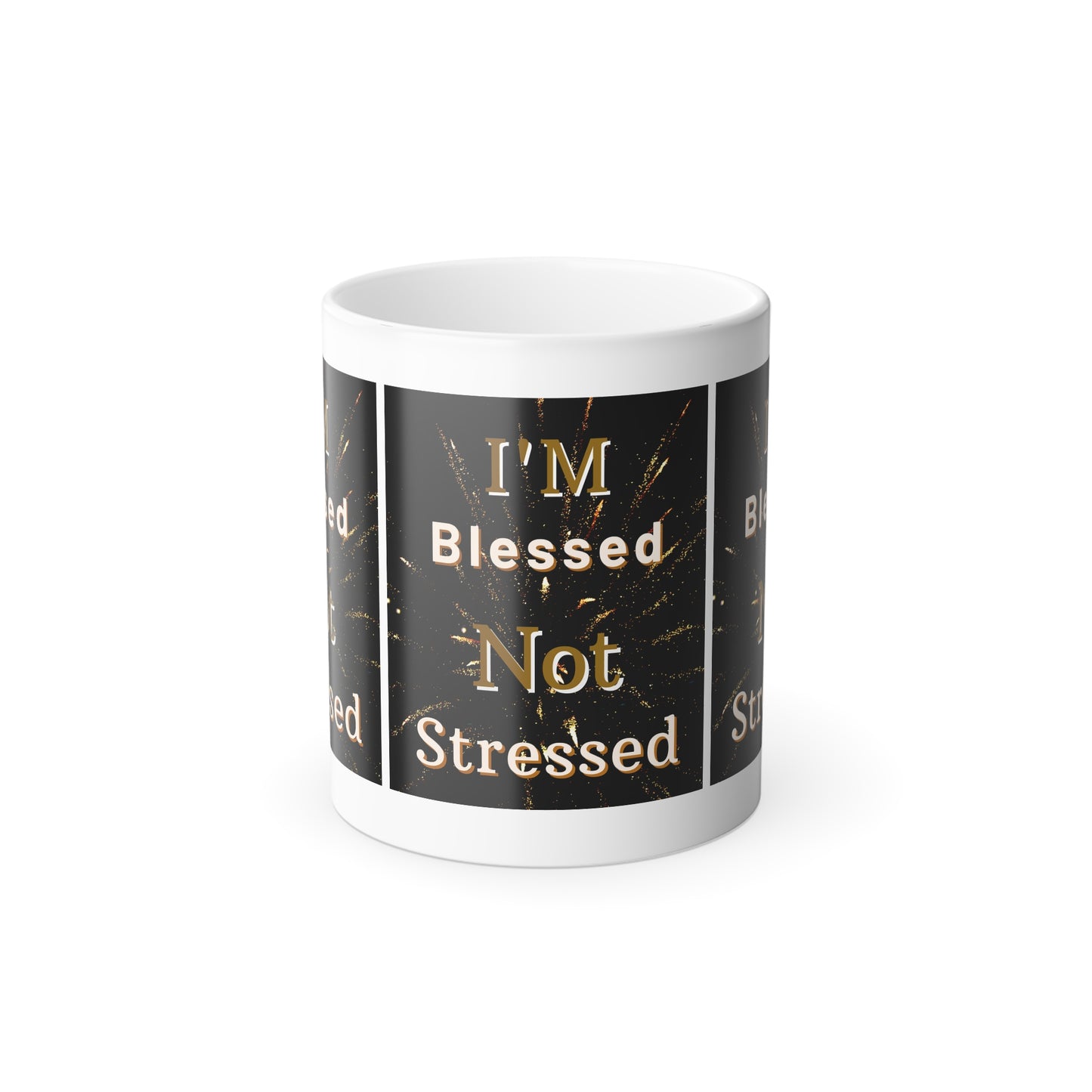 I'm Blessed Not Stressed Color Morphing Coffee Mug Inspirational Christian Gift for Faith-Based Living