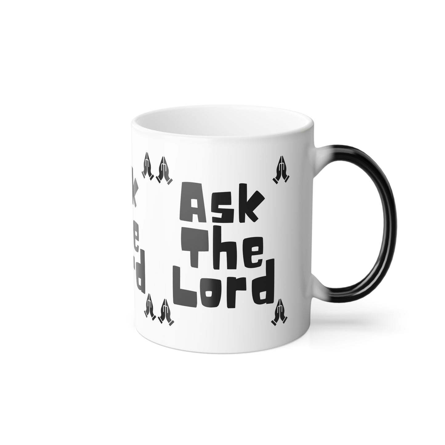 Ask The Lord Color Morphing Coffee Mug with Praying Hands Biblical Christian Gift for Faith-Based Living