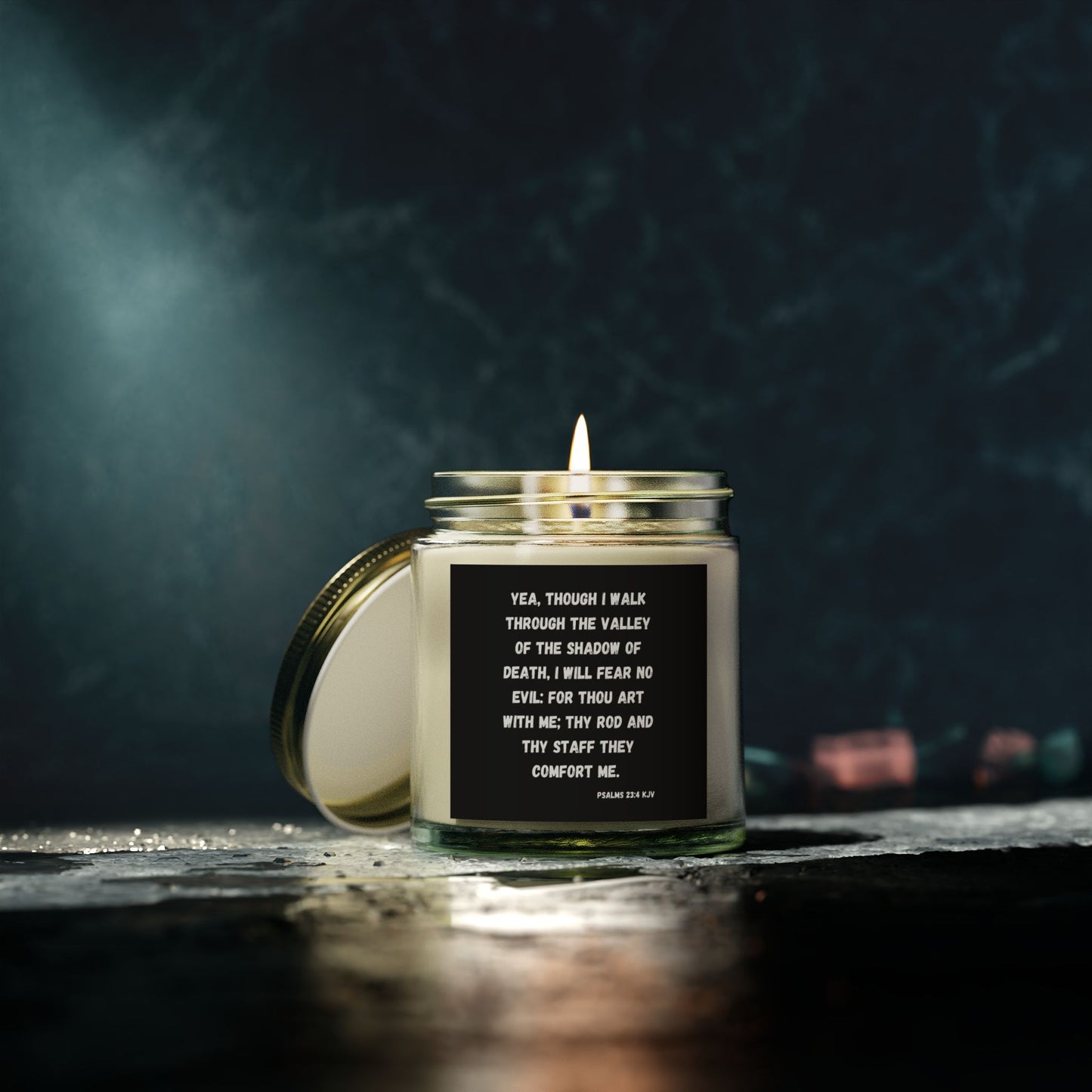 Psalms 23:4 KJV Scented Candle I Will Fear No Evil Inspirational Christian Gift