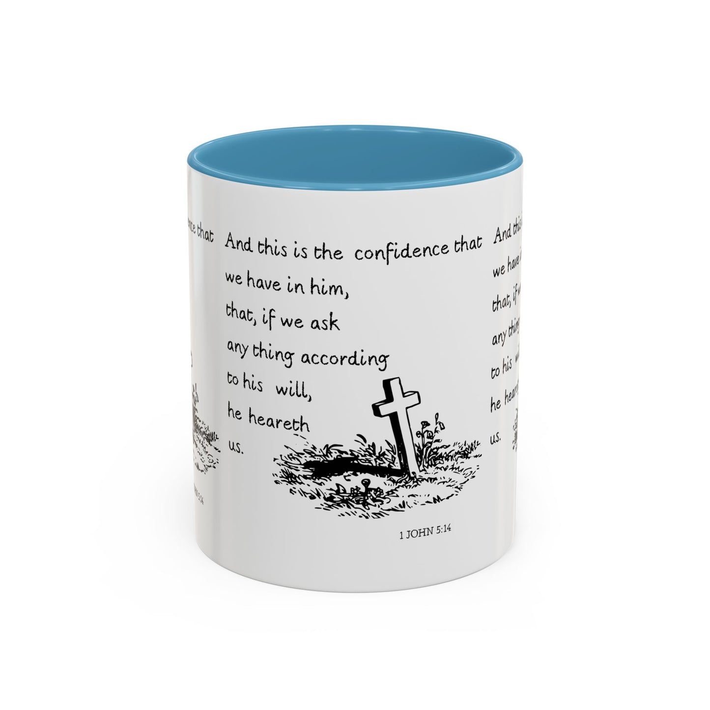 1 John 5:14 KJV Coffee Mug Confidence in Him Biblical Gift for Faith Based Coffee Lovers