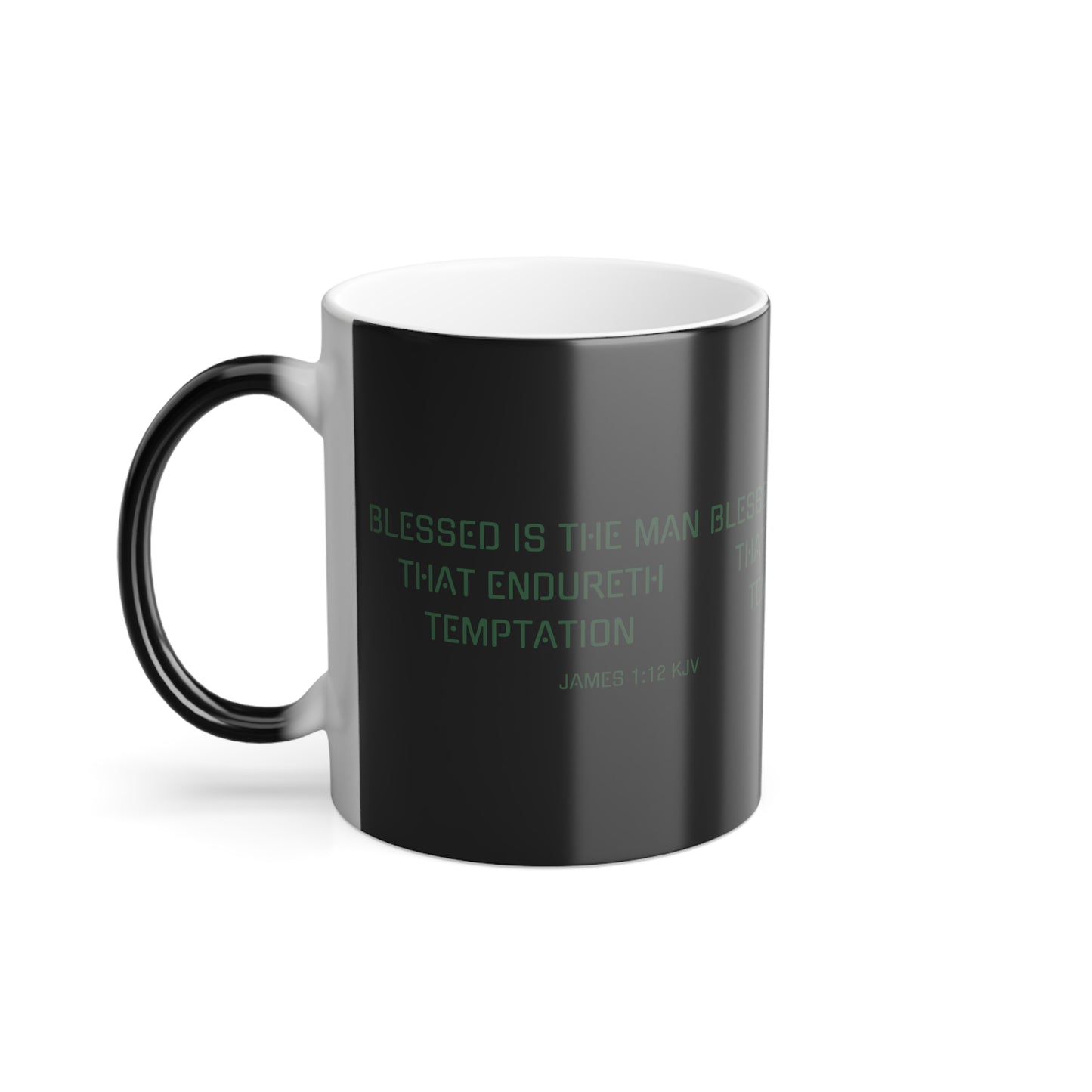 James 1:12 KJV Color Morphing Coffee Mug Blessed is the Man Biblical Christian Gift for Faith-Based Coffee Lovers