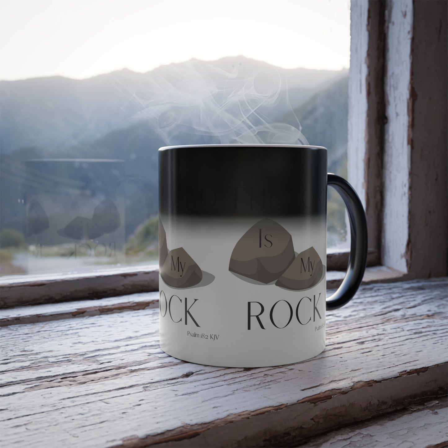 Psalm 18:2 KJV Color Morphing Coffee Mug The Lord is My Rock and Fortress