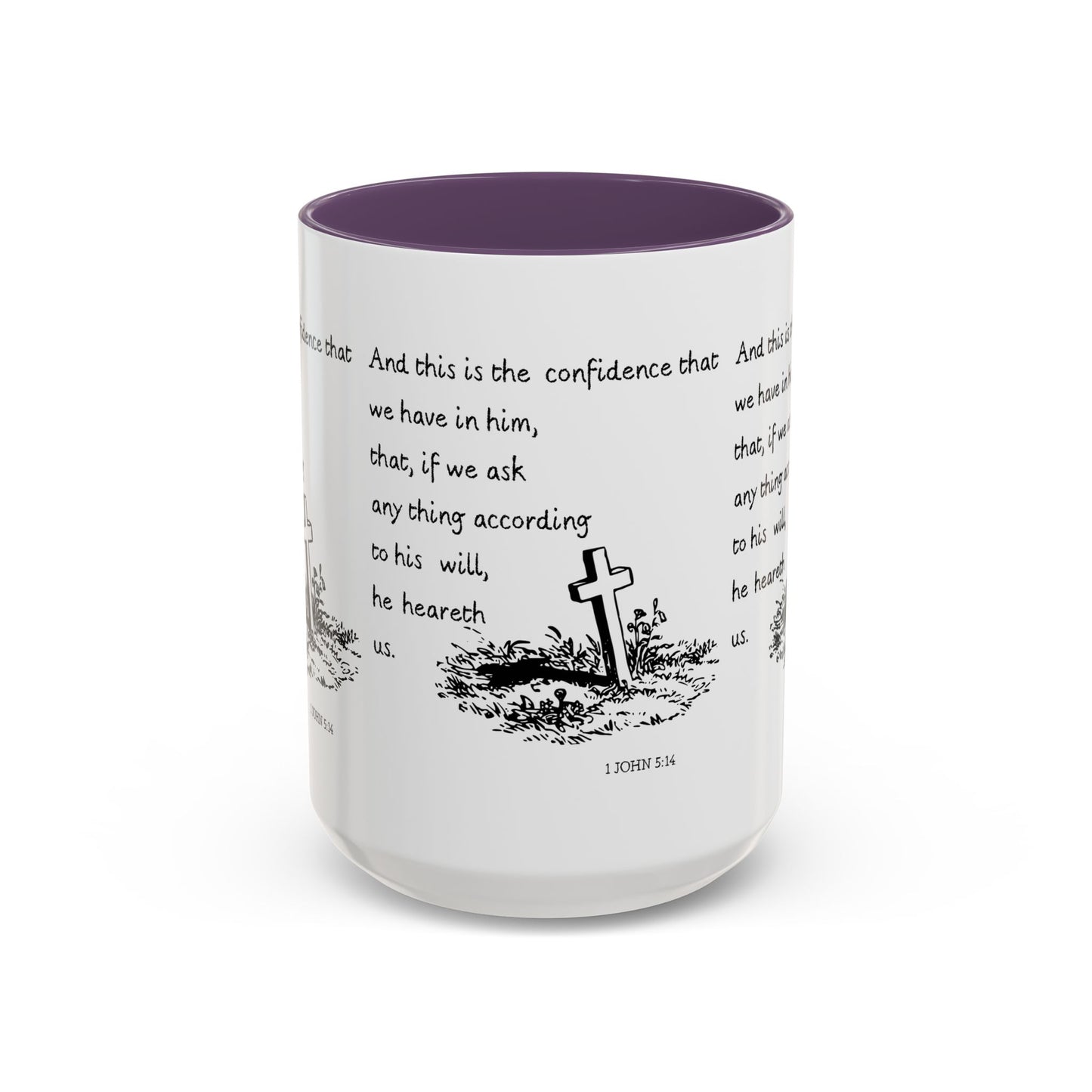 1 John 5:14 KJV Coffee Mug Confidence in Him Biblical Gift for Faith Based Coffee Lovers