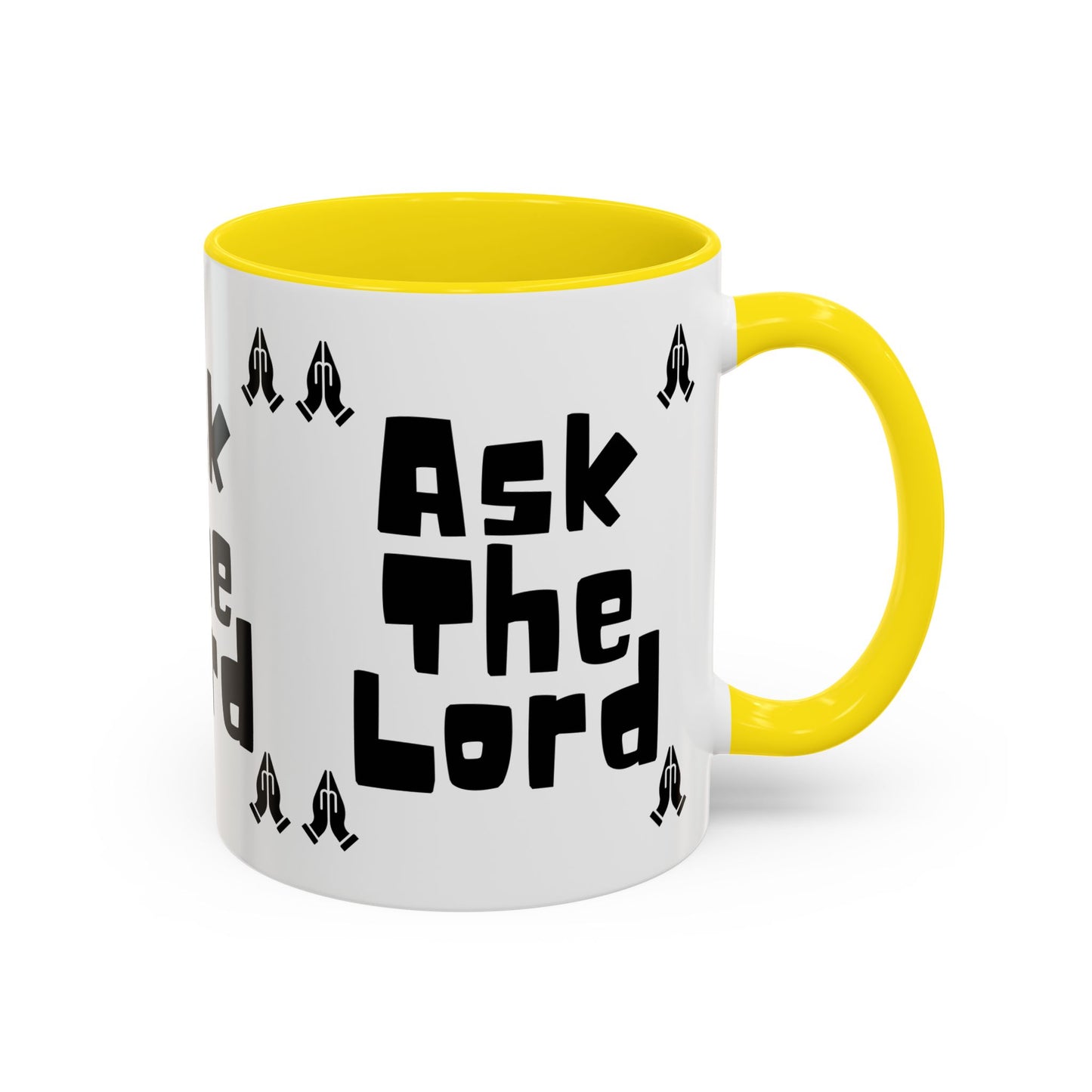 Ask The Lord Coffee Mug with Praying Hands Biblical Christian Gift for Faith-Based Living