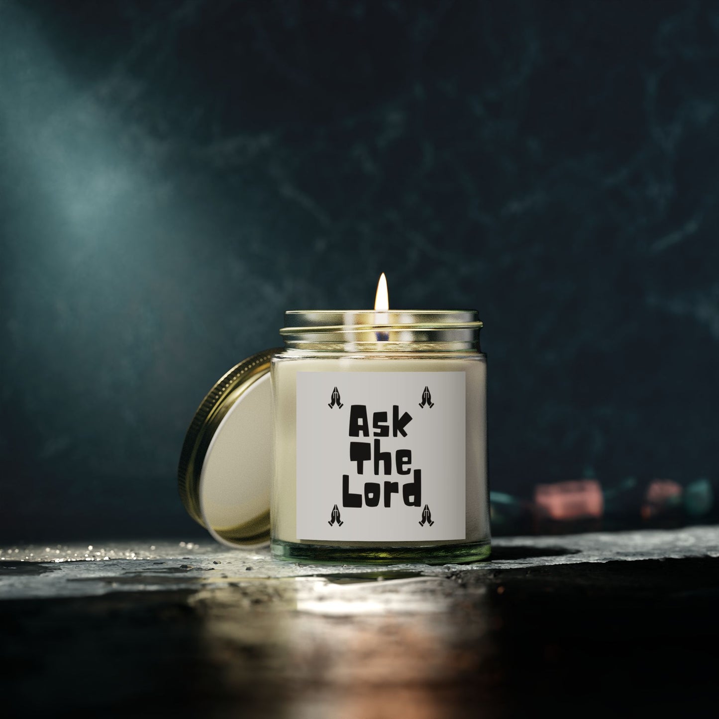 Ask The Lord Scented Candle with Praying Hands Biblical Christian Gift for Faith-Based Living