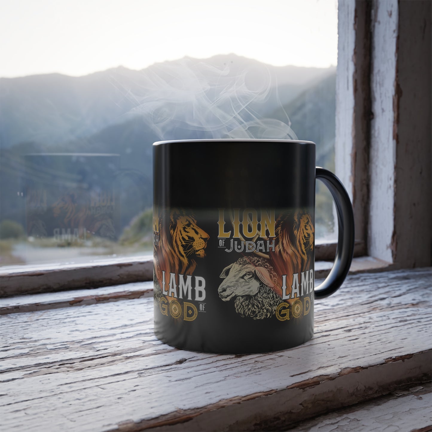 Lion of Judah, Lamb of God Color Morphing Coffee Mug Embrace Faith & Strength