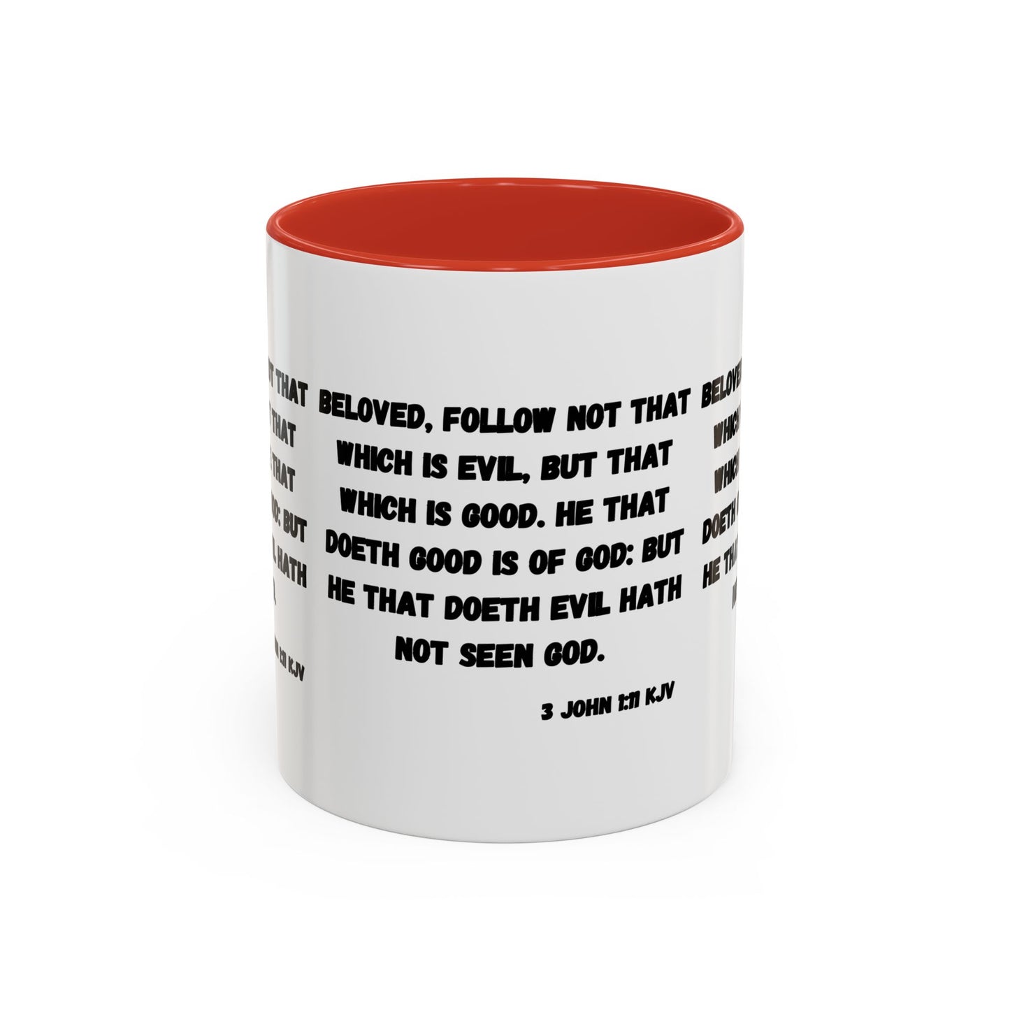 3 John 1:11 KJV Coffee Mug Beloved Follow Not That Which is Evil Inspirational Christian Gift for Faith Based Coffee Lovers