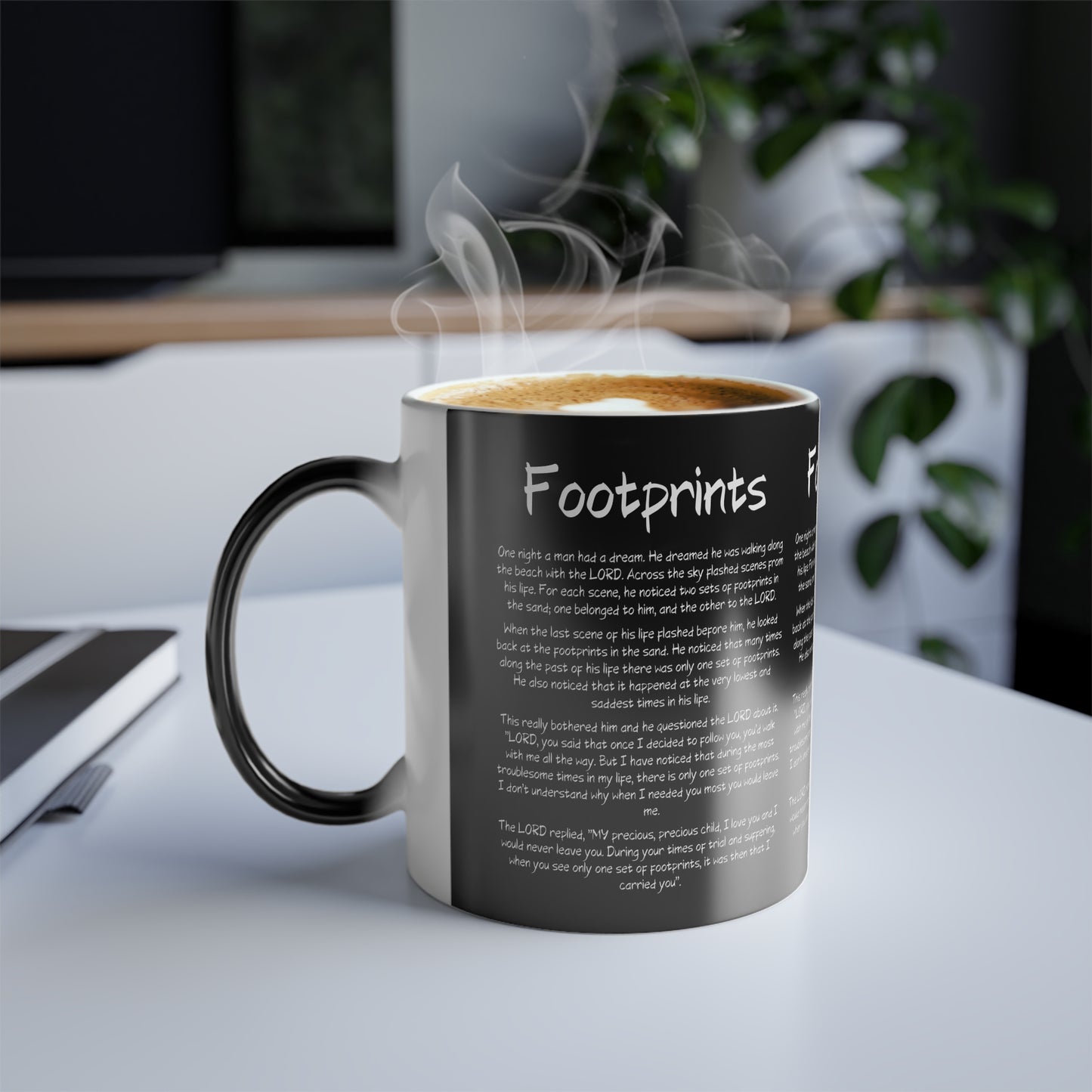 Footprints Color Morphing Coffee Mug Inspirational Faith Based Christian Gift