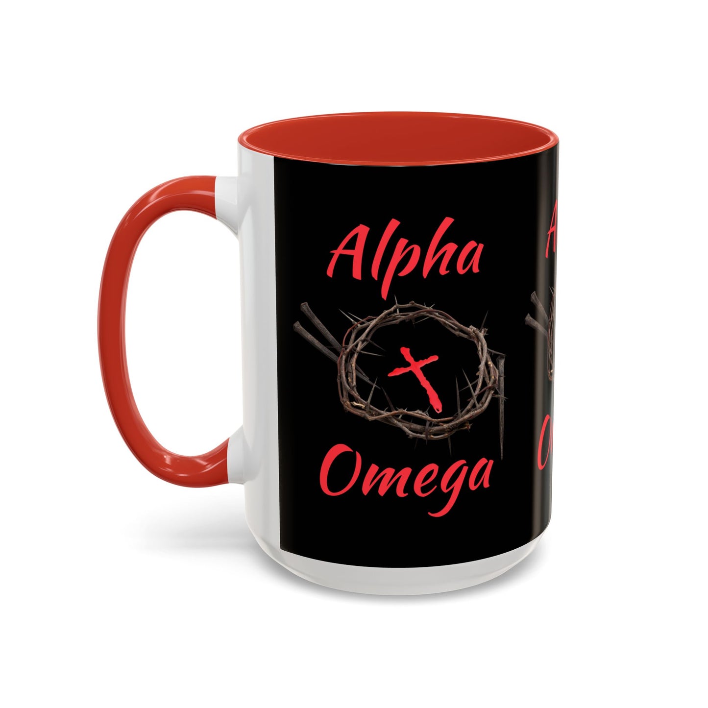 Alpha Omega Coffee Mug Based On Revelation 22:13 KJV Bible Verse