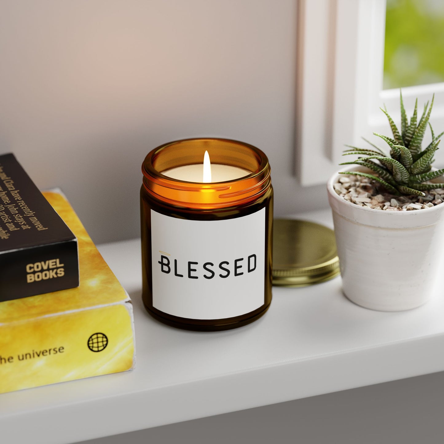 Blessed Scented Candle with Yellow Halo Inspirational Christian Gift