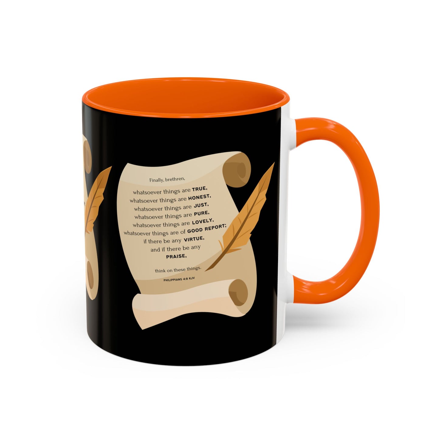 Philippians 4:8 KJV Bible Verse Coffee Mug Faith Based Christian Gift