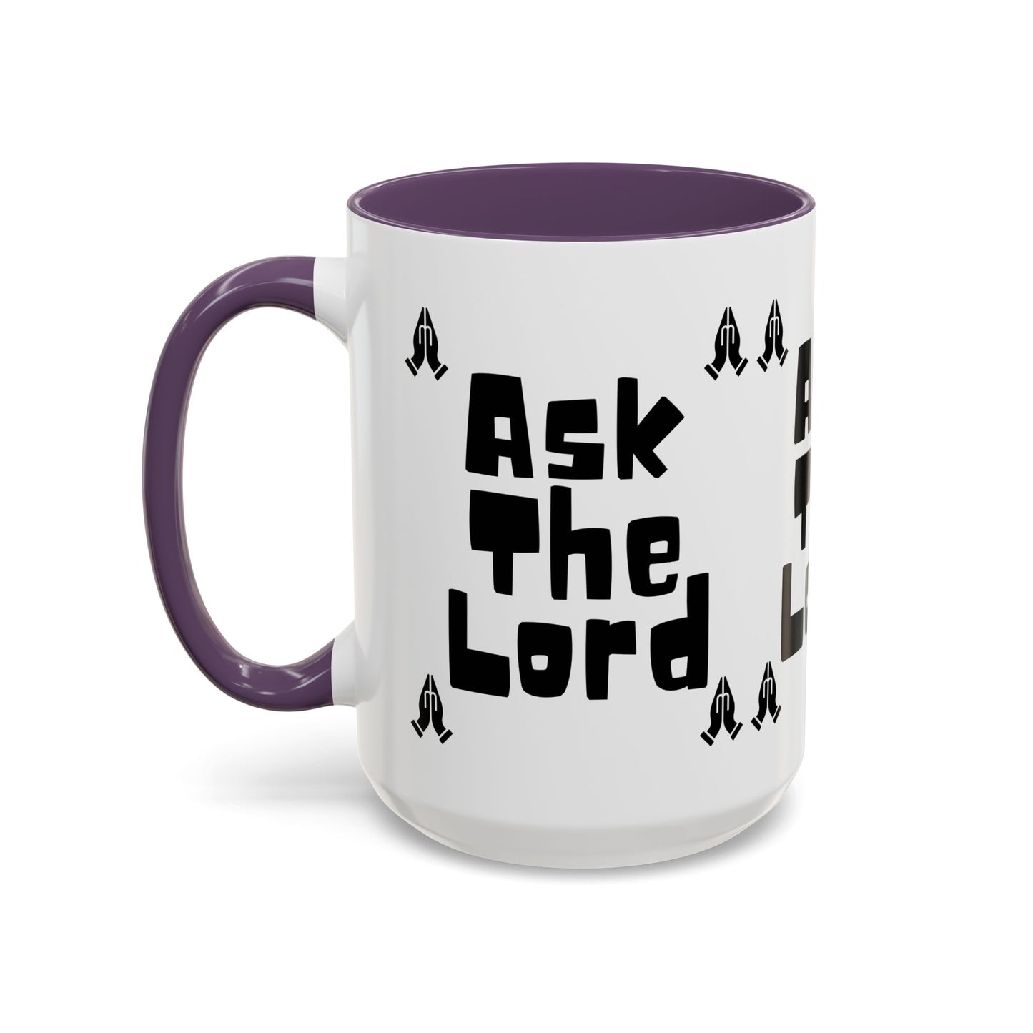 Ask The Lord Coffee Mug with Praying Hands Biblical Christian Gift for Faith-Based Living