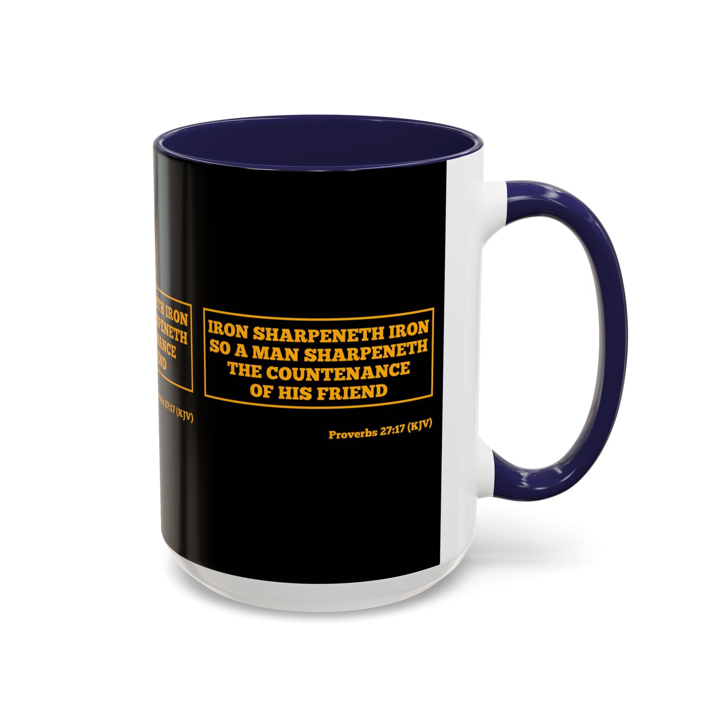 Proverbs 27:17 KJV Coffee Mug Iron Sharpens Iron Inspirational Faith Based Gift For Believers