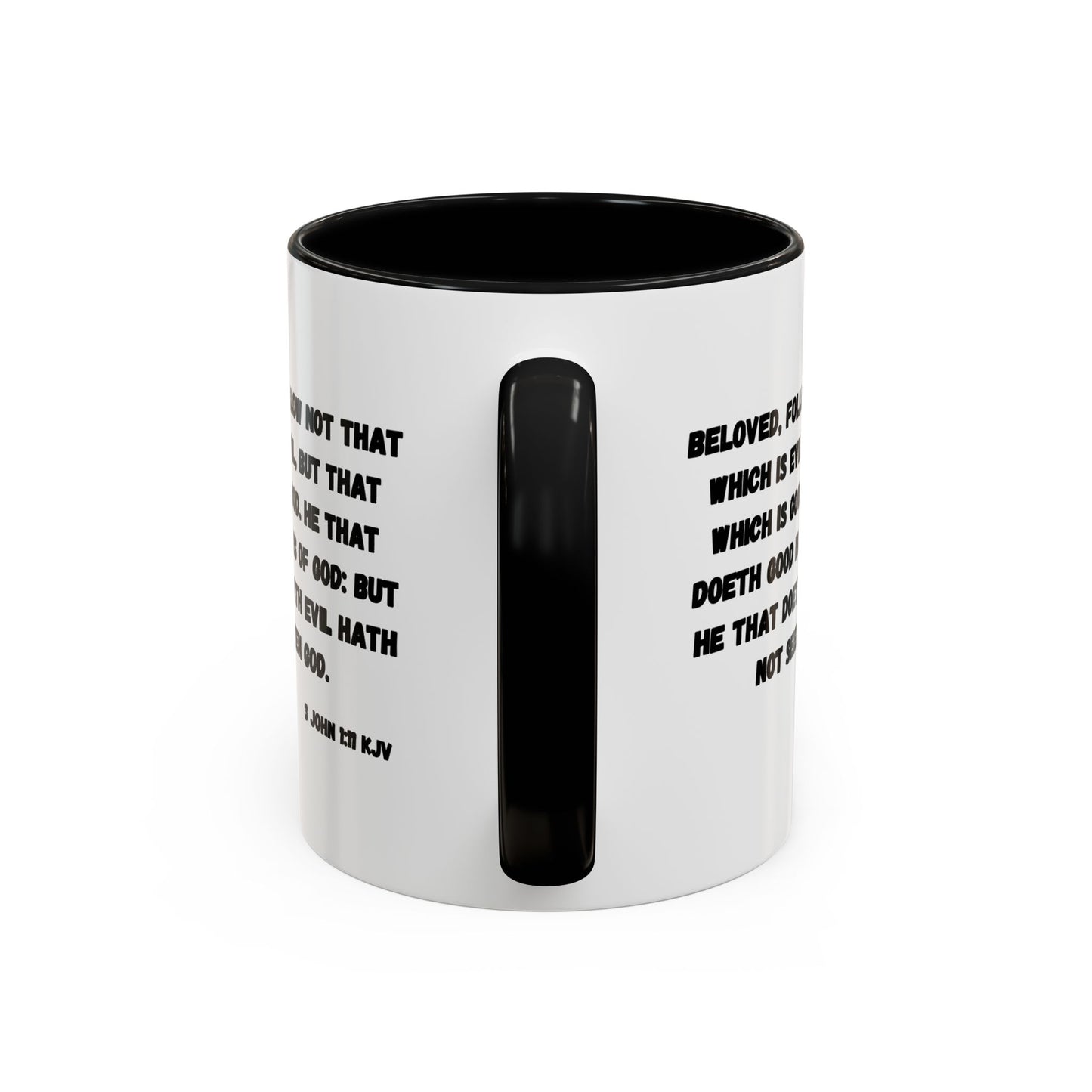 3 John 1:11 KJV Coffee Mug Beloved Follow Not That Which is Evil Inspirational Christian Gift for Faith Based Coffee Lovers