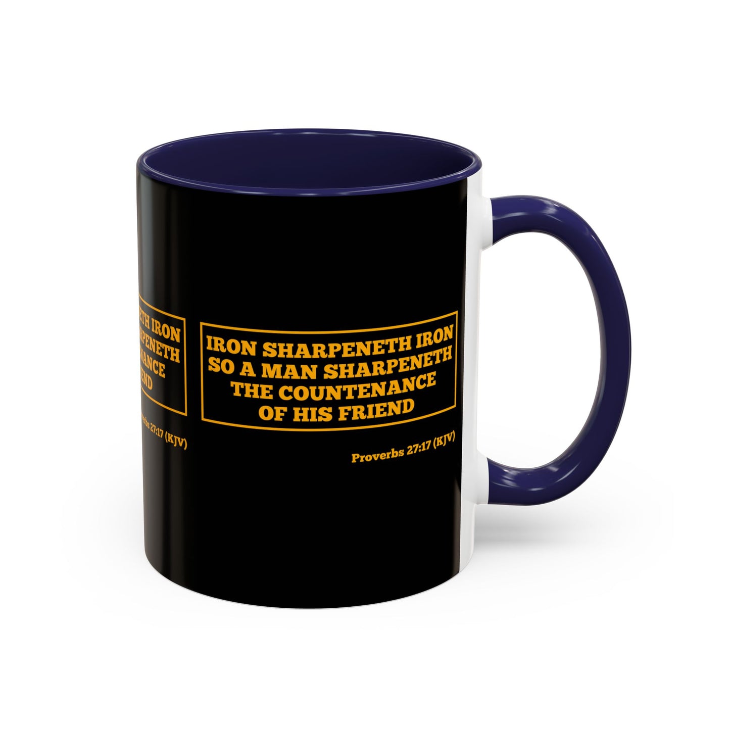 Proverbs 27:17 KJV Coffee Mug Iron Sharpens Iron Inspirational Faith Based Gift For Believers