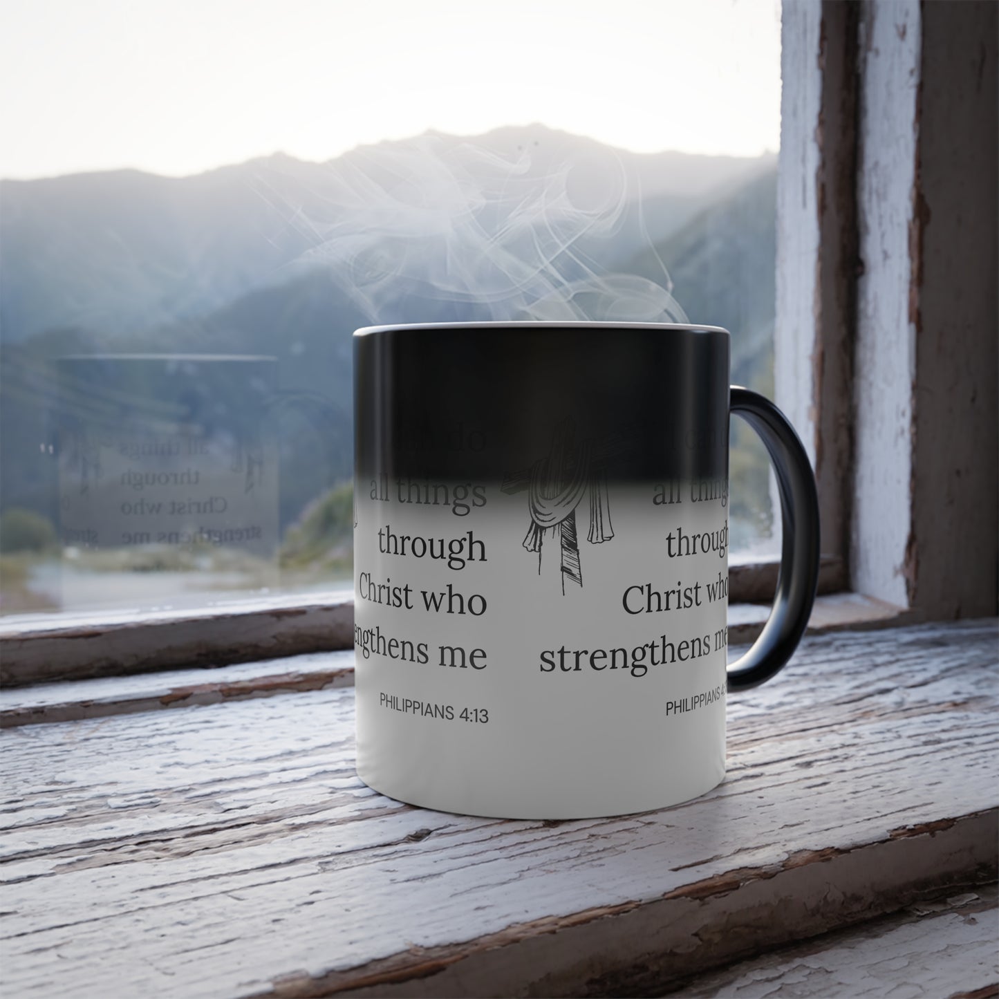 Philippians 4:13 KJV Color Morphing Coffee Mug Biblical Strength and Empowerment