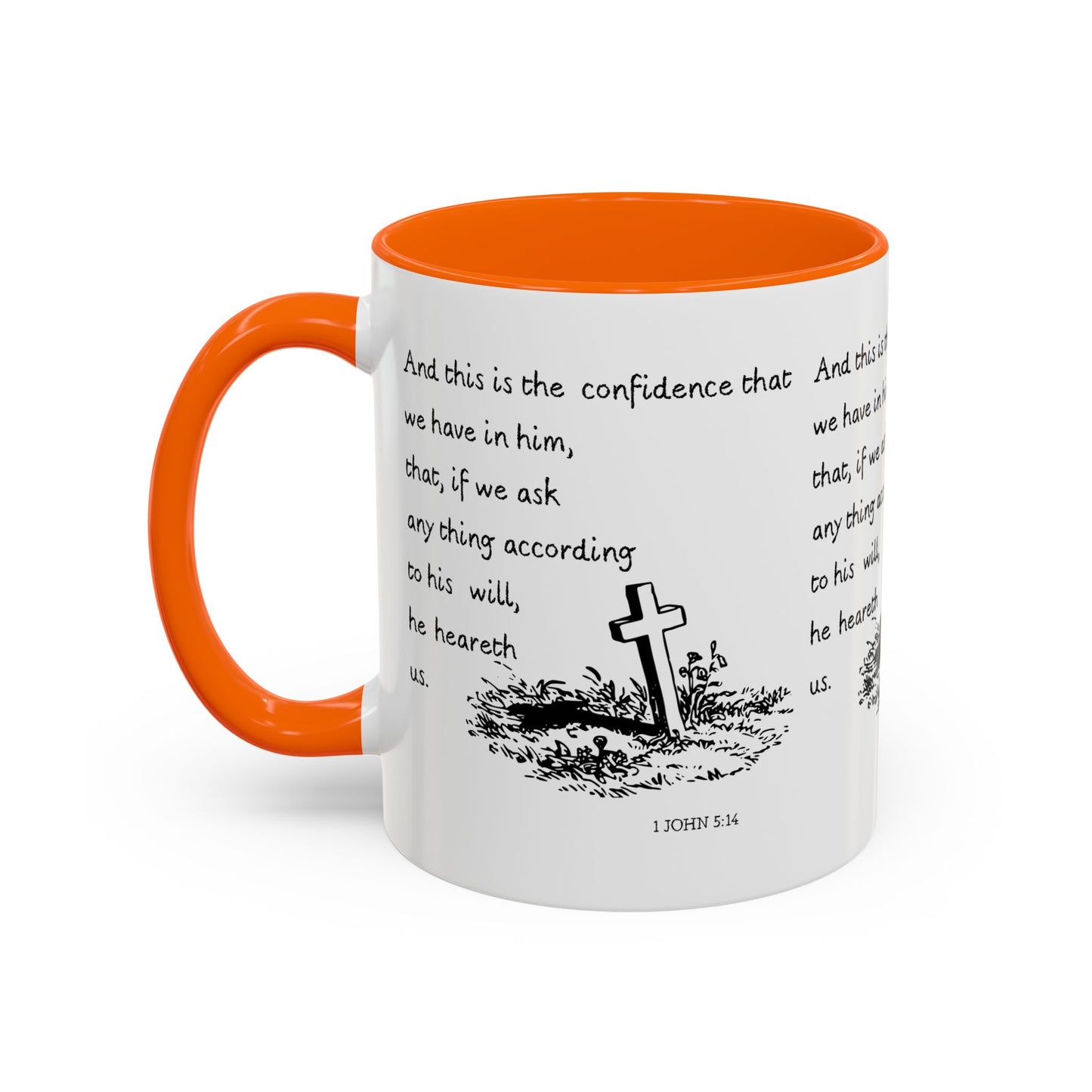 1 John 5:14 KJV Coffee Mug Confidence in Him Biblical Gift for Faith Based Coffee Lovers