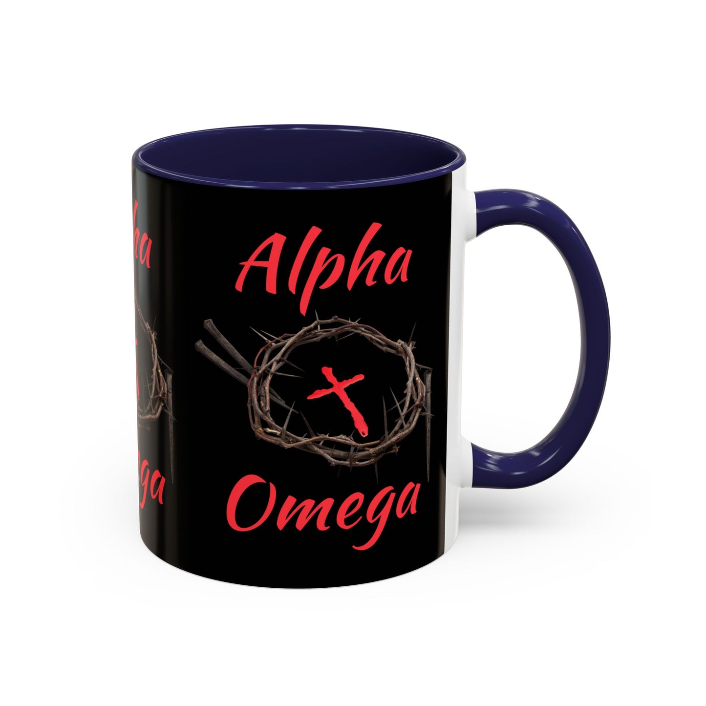 Alpha Omega Coffee Mug Based On Revelation 22:13 KJV Bible Verse