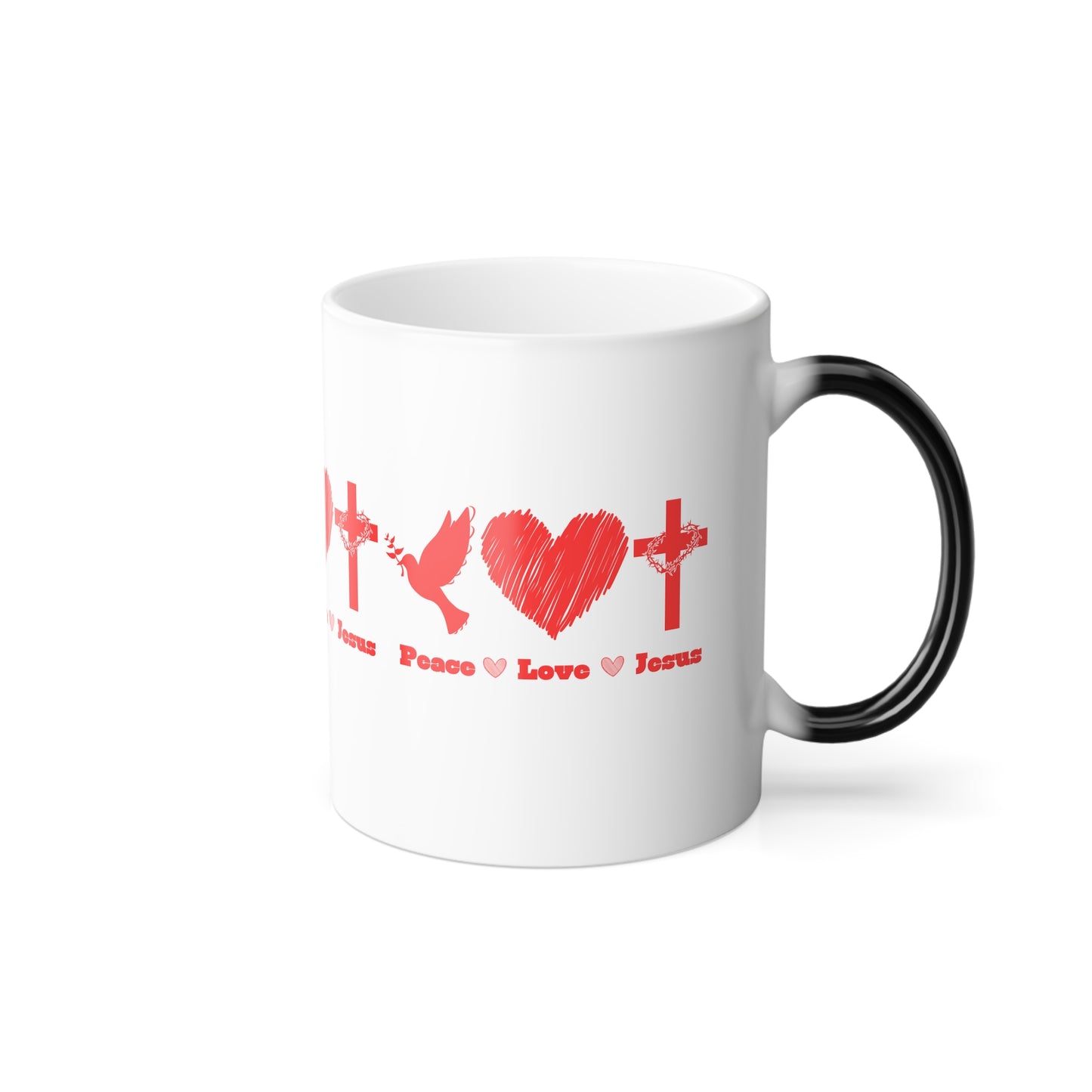 Peace Love Jesus Color Morphing Coffee Mug Faith Based Christian Gift