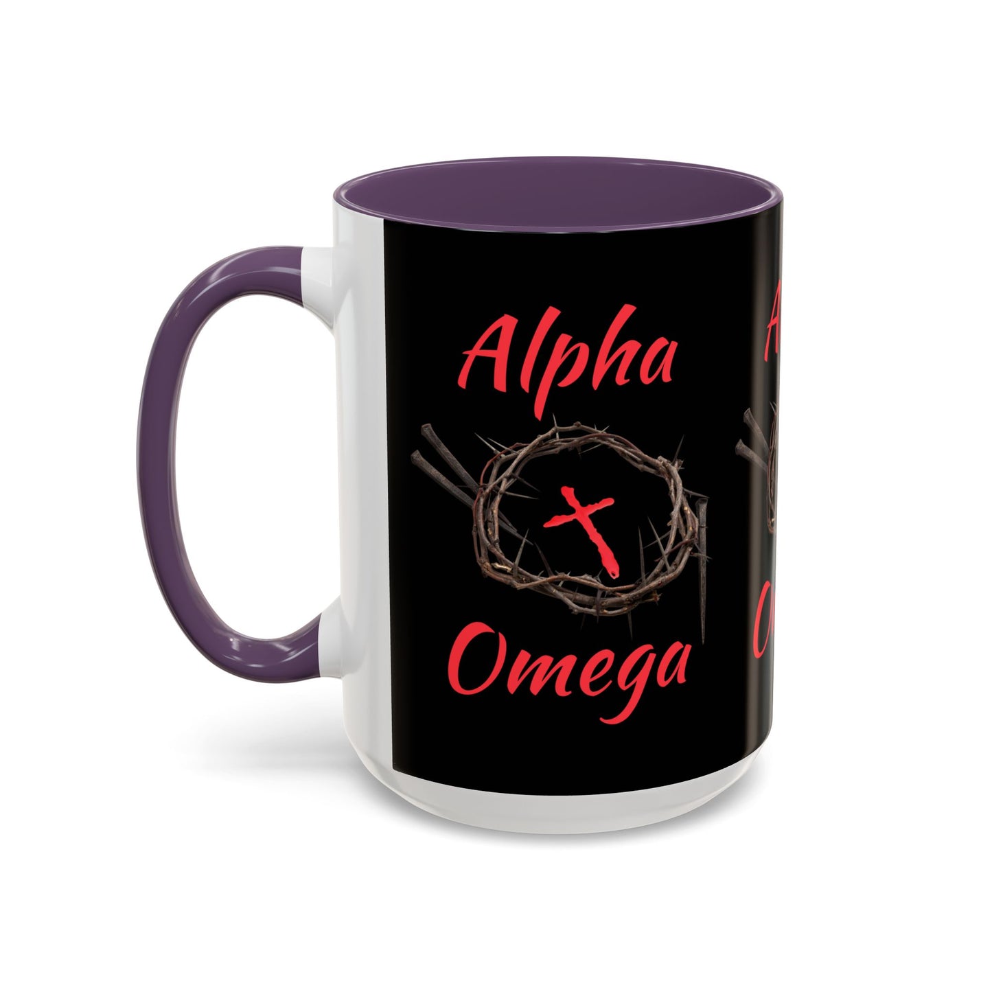 Alpha Omega Coffee Mug Based On Revelation 22:13 KJV Bible Verse