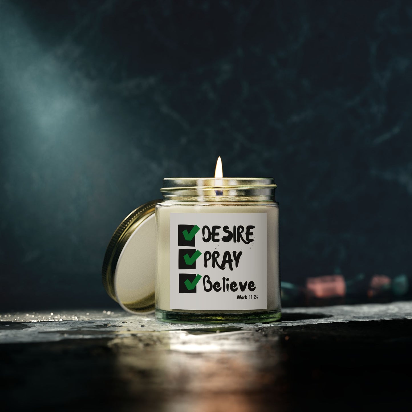 Mark 11:24 KJV Bible Verse Scented Candle Faith Based Christian Gift