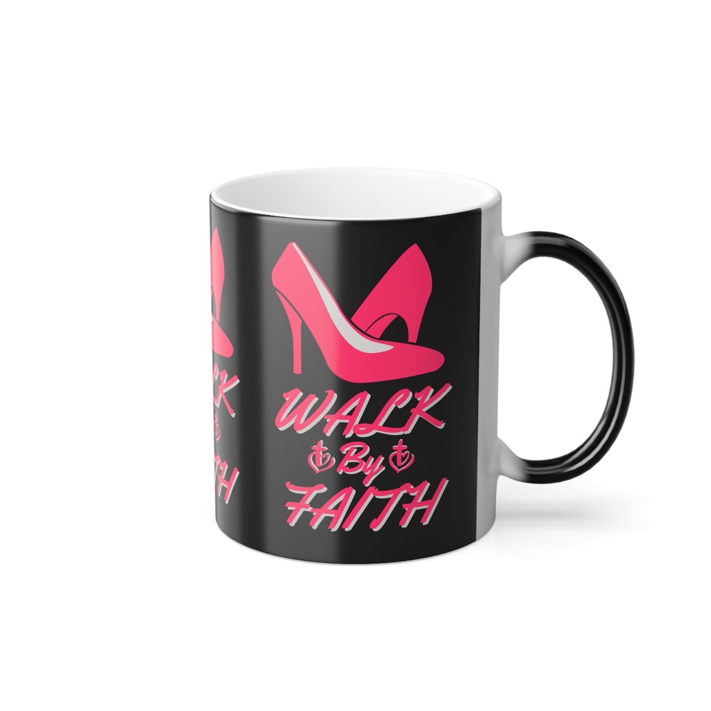 Walk By Faith Biblical Color Morphing Coffee Mug with High Heel Design Christian Gift for Her