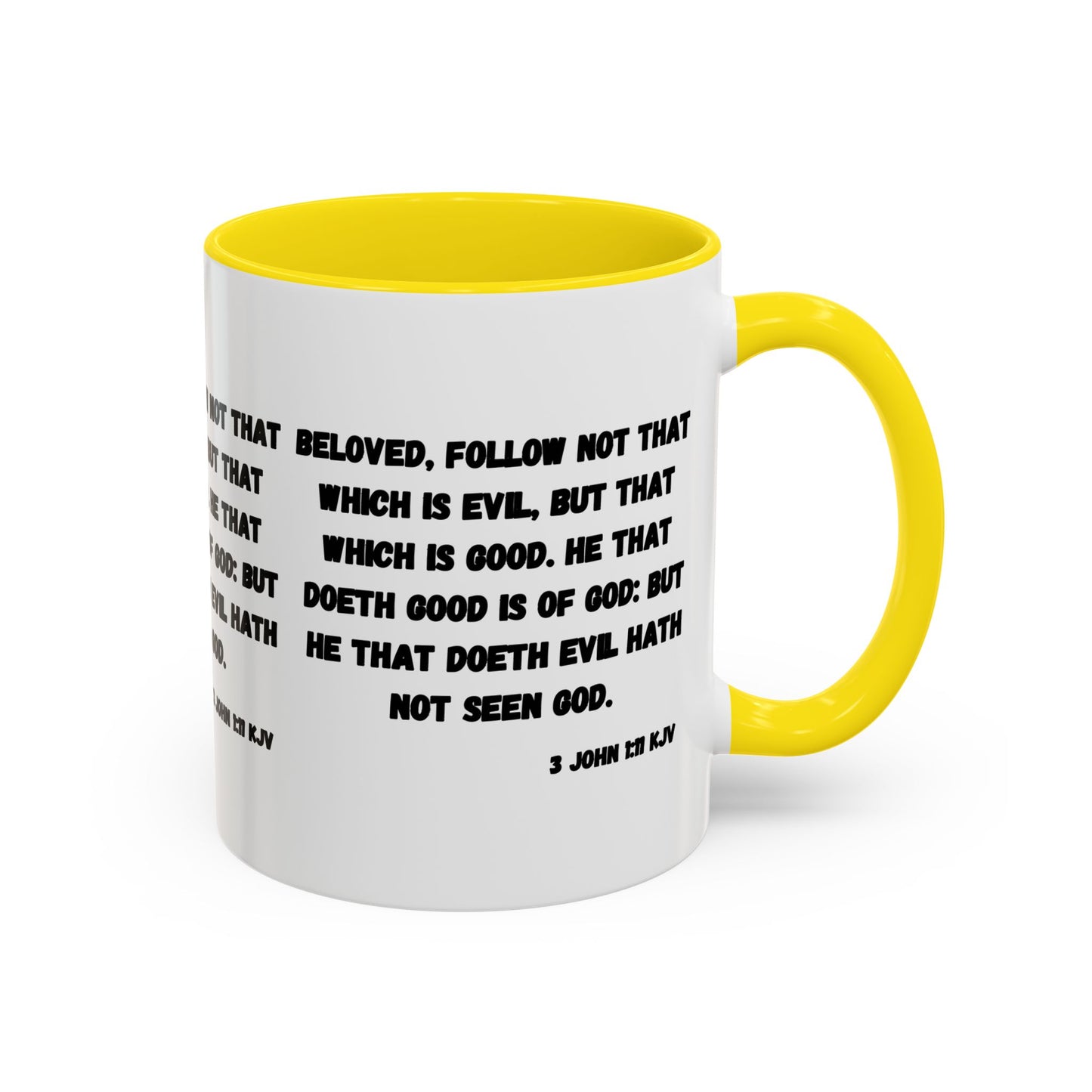 3 John 1:11 KJV Coffee Mug Beloved Follow Not That Which is Evil Inspirational Christian Gift for Faith Based Coffee Lovers