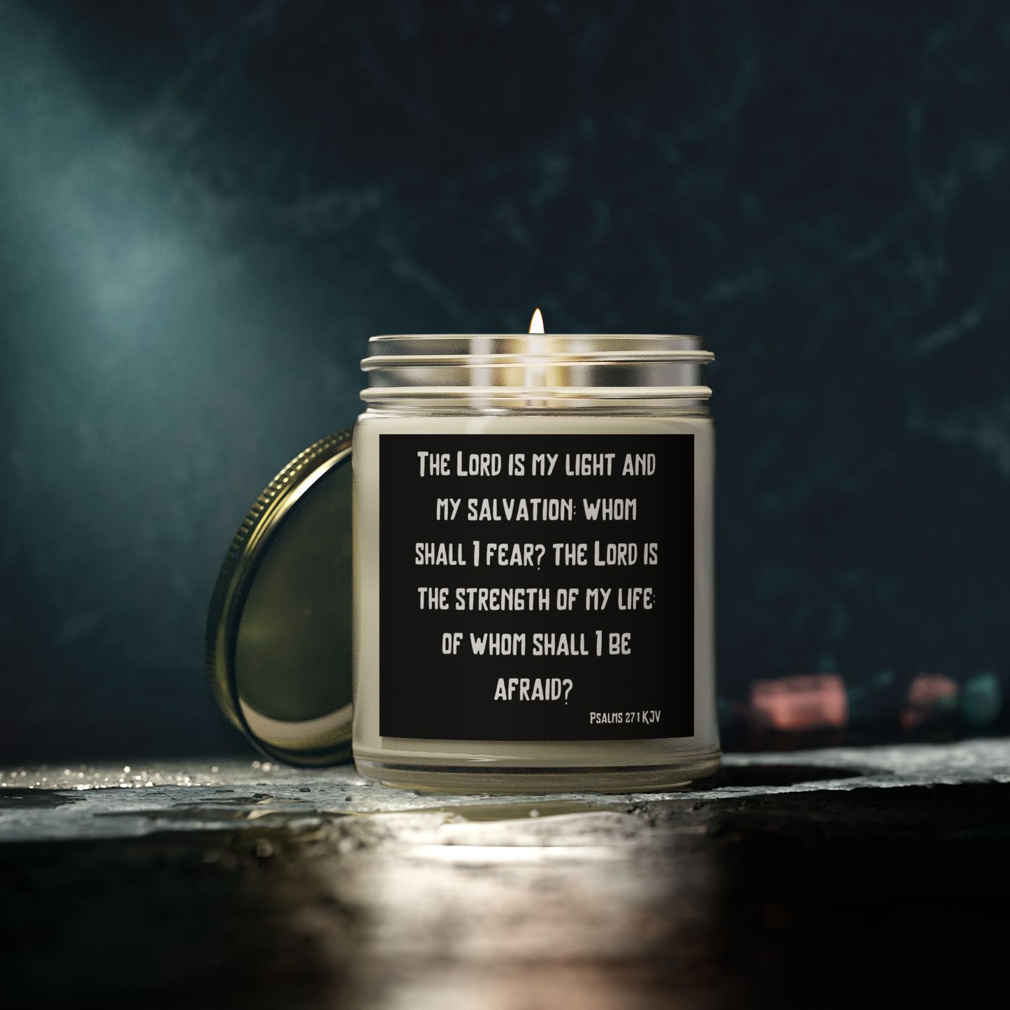 Psalms 27:1 KJV Scented Candle The Lord is My Light and My Salvation Inspirational Christian Gift for Faith Based Candle Lovers