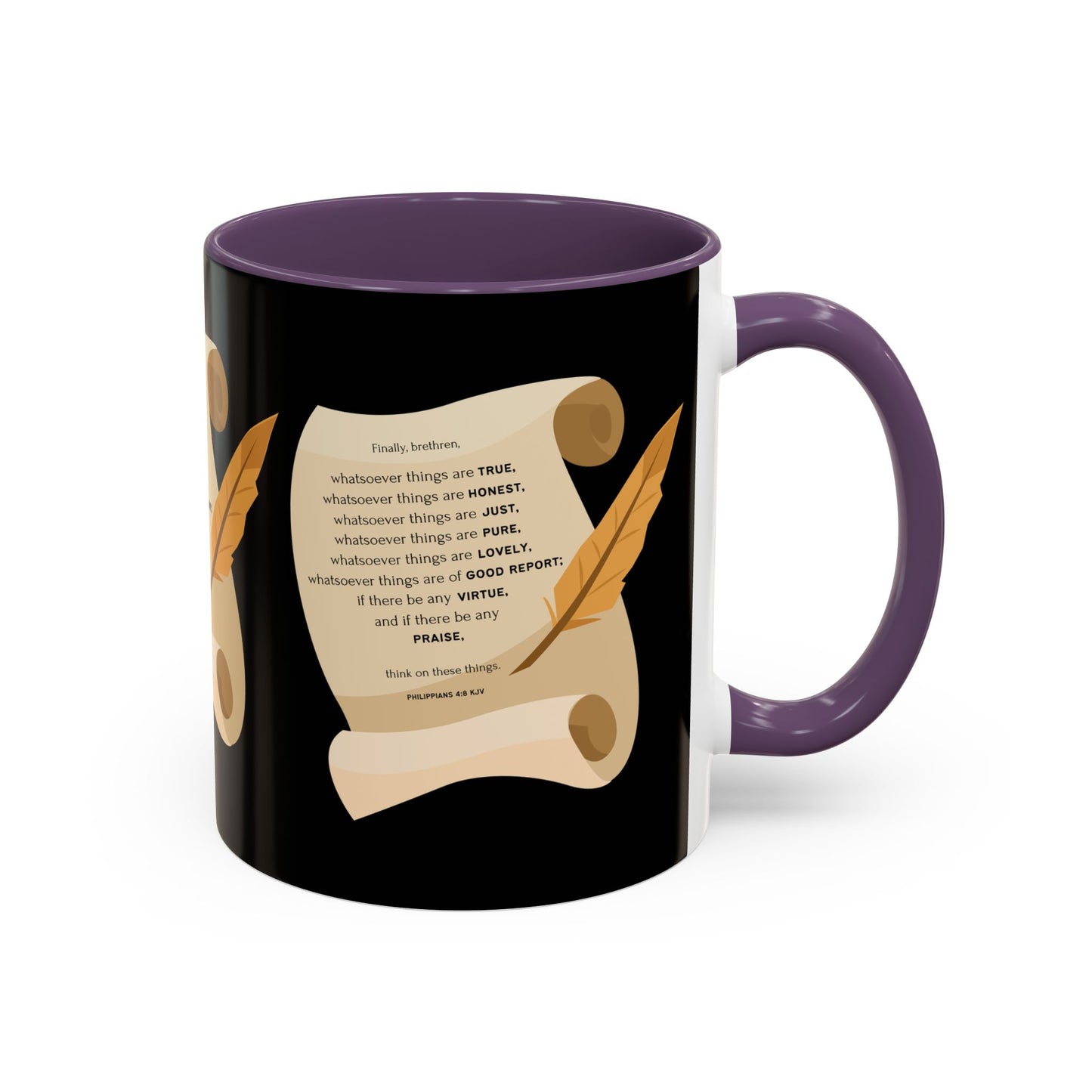 Philippians 4:8 KJV Bible Verse Coffee Mug Faith Based Christian Gift