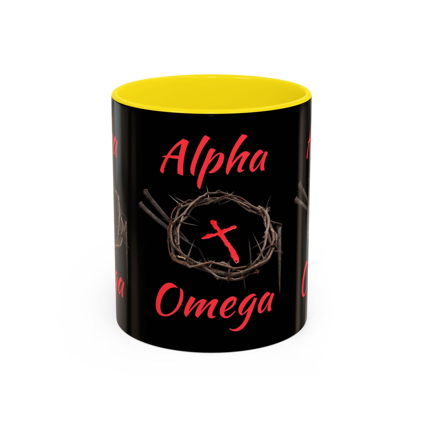 Alpha Omega Coffee Mug Based On Revelation 22:13 KJV Bible Verse