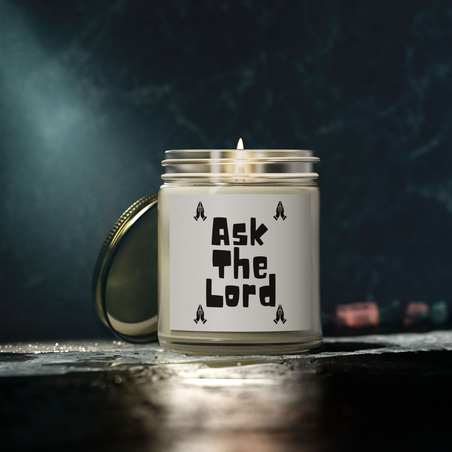 Ask The Lord Scented Candle with Praying Hands Biblical Christian Gift for Faith-Based Living