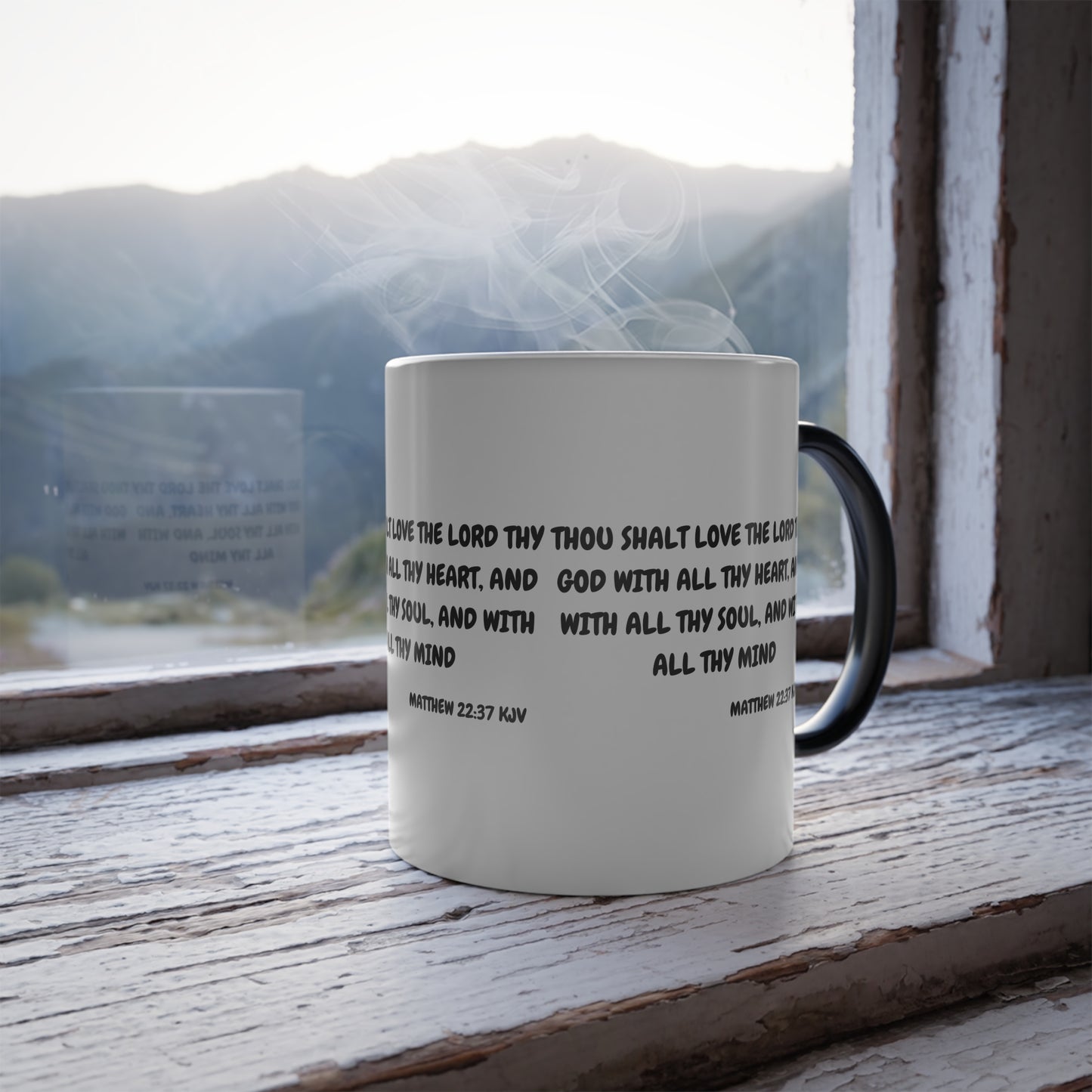 Matthew 22:37 KJV Color Morphing Coffee Mug Love the Lord Your God Biblical Christian Gift for Faith-Based Living