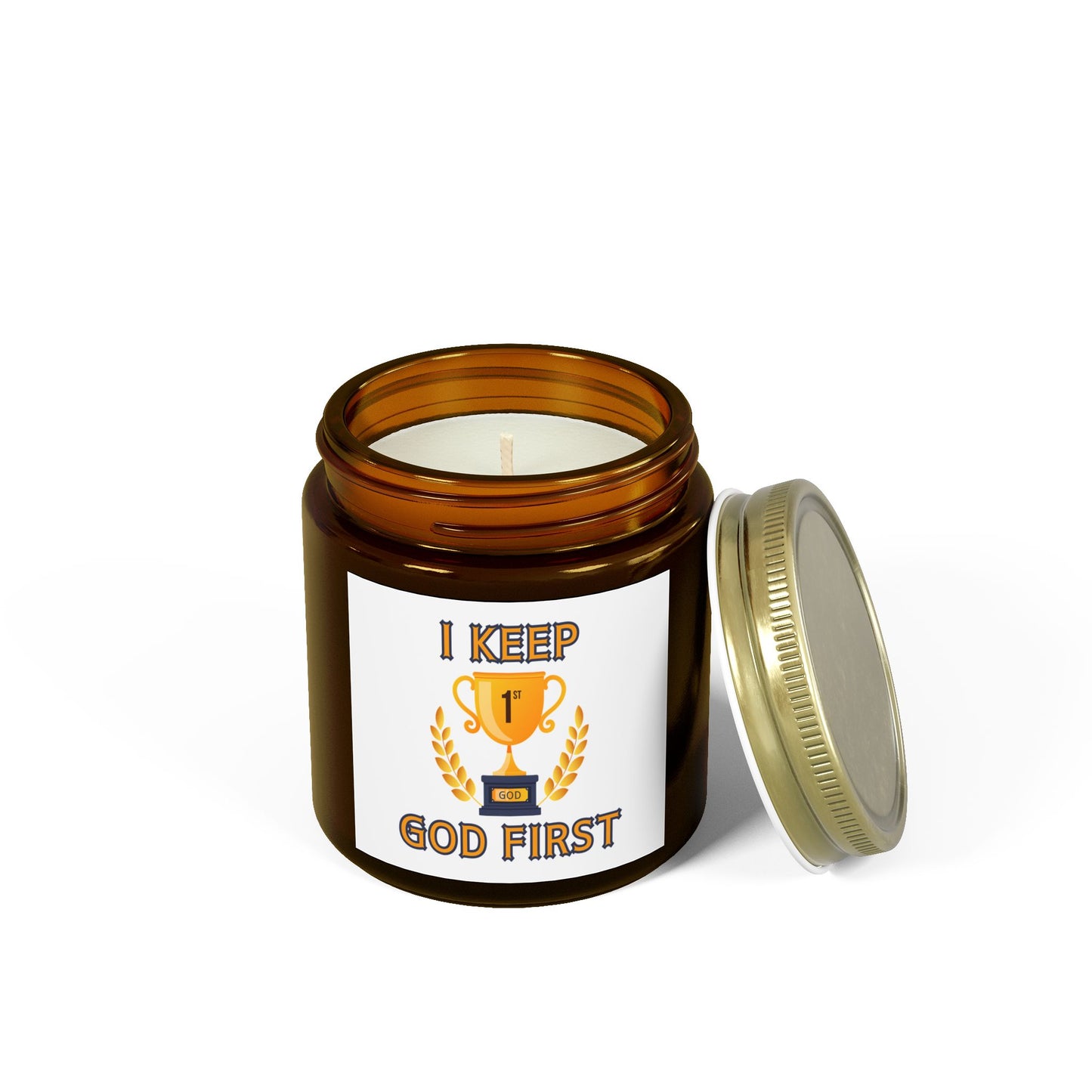 I Keep God First Scented Candle Inspirational Christian Gift for Faith-Based Living